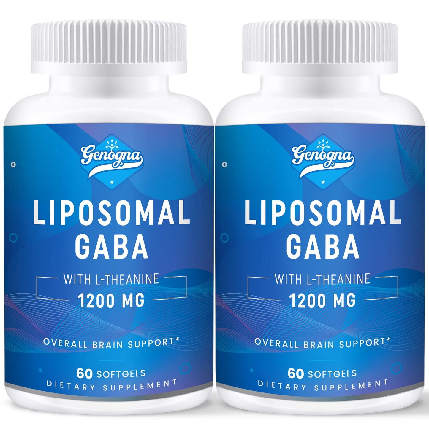 Genogna Liposomal GABA with L-Theanine 1200mg - 2 Pack High Bioavailable GABA Supplements,120 Capsules for Adults