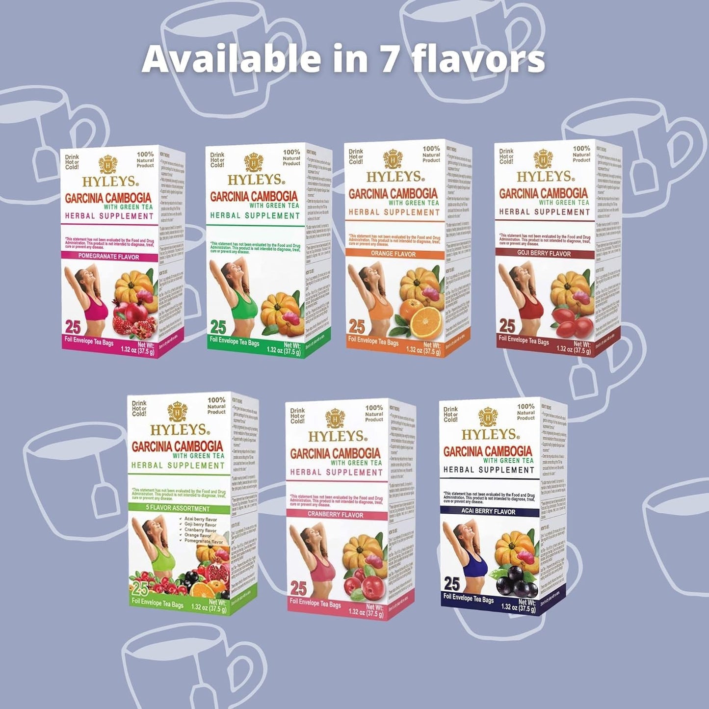 HYLEYS Tea Garcinia Cambogia Green Tea with Acai Berry Flavor - 25 Tea Bags