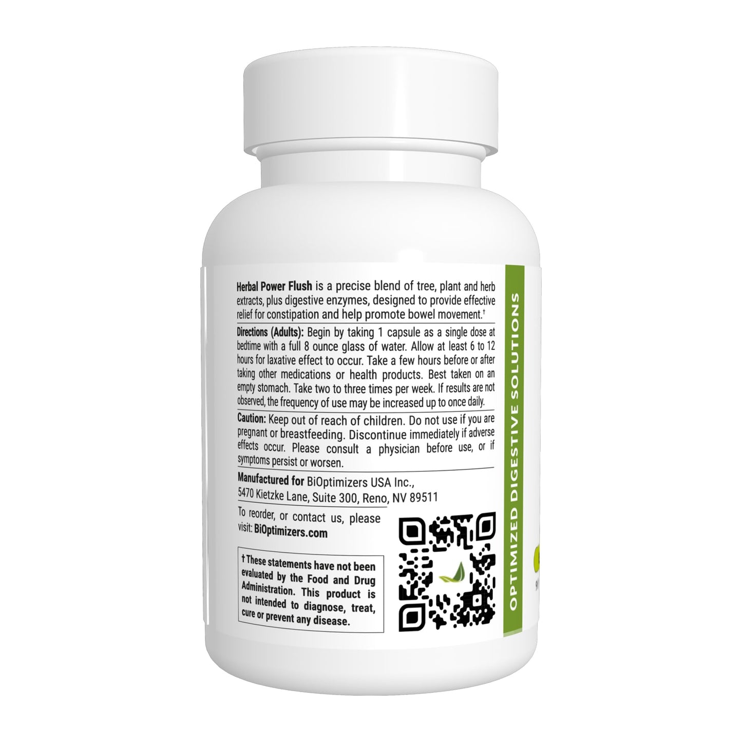 BIOptimizers Herbal Power Flush - Extra Strength Digestive Cleanse - Eliminate Toxins Improve Bowel Digestion - Bloating Discomfort Relief for Adults - 90 Capsules