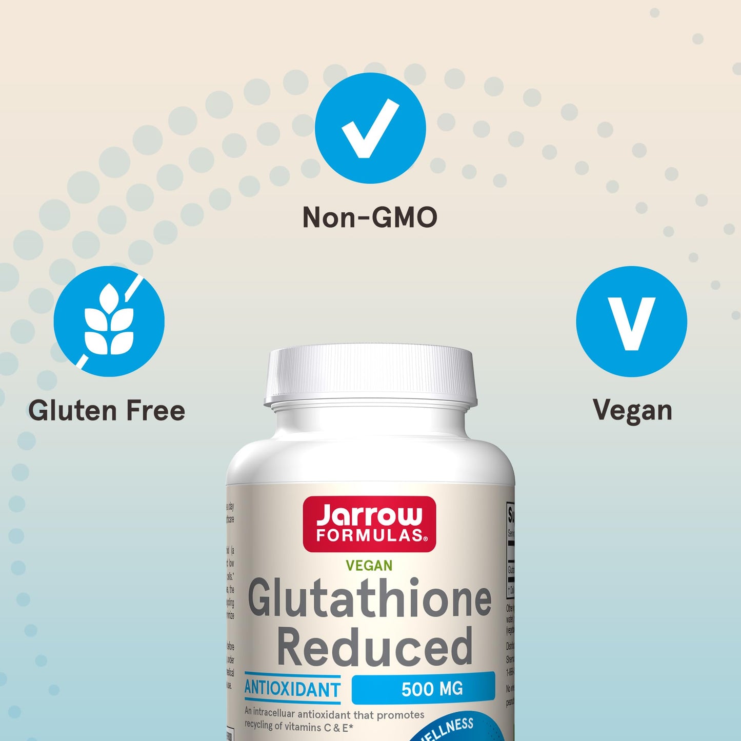 Jarrow Formulas Glutathione Reduced 500 mg - 120 Veggie Capsules - Intracellular Antioxidant - Quality Glutathione Supplements - Supports Recycling of Vitamins C & E - Non-GMO - Gluten Free - Vegan