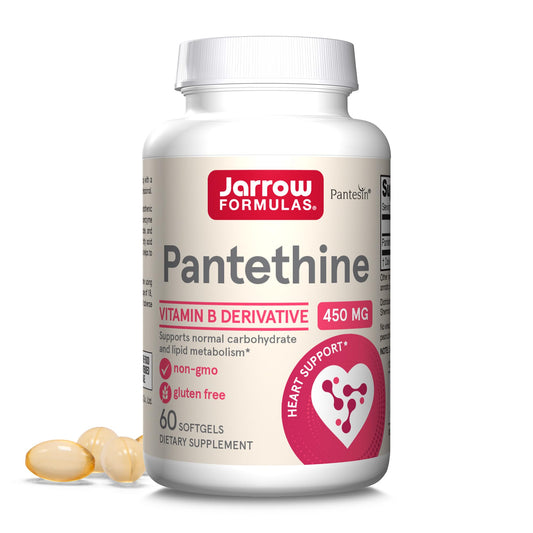 Jarrow Formulas Pantethine 450 mg - Derivative of Vitamin B5 - 60 Servings (Softgels) - Support Heart Health, Carbohydrate & Lipid Metabolism - Coenzyme A (CoA) Precursor - Pantothenic Acid Supplement