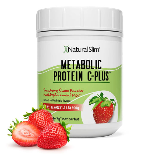 Naturalslim Protein Powder with Vitamins and Minerals Metabolic C-Plus - Meal Replacement Powder Fortified with Vitamin C, Zinc & Amino Acid - Strawberry Protein Powder 10 Servings 1.1 lb.