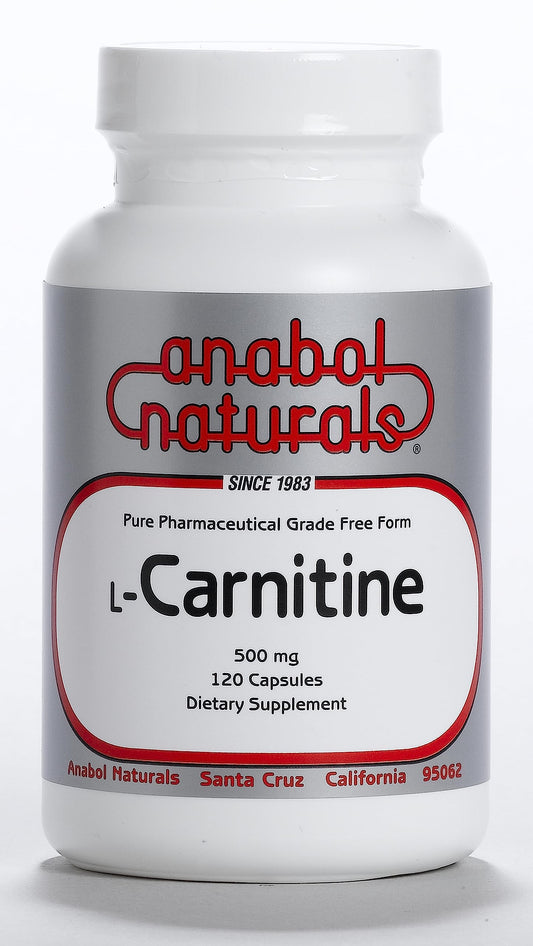 Anabol Naturals L-Carnitine 120 Capsules- 500mg Pure L-Carnitine Per Capsule, 120 Servings