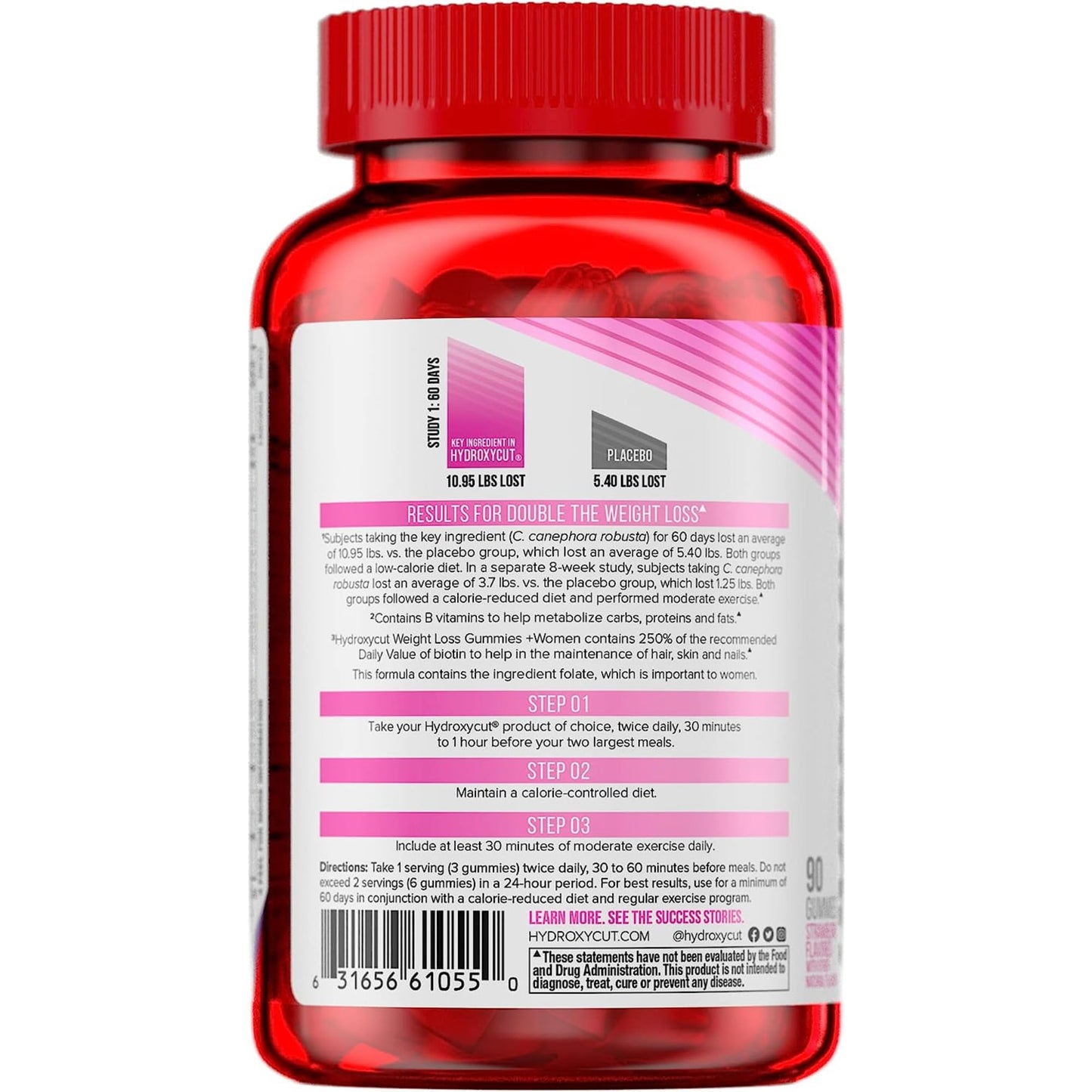 Hydroxycut Gummies +Women, Strawberry - 99% Caffeine Free - Supports Hair, Skin & Nails - Metabolize Carbs, Proteins & Fats