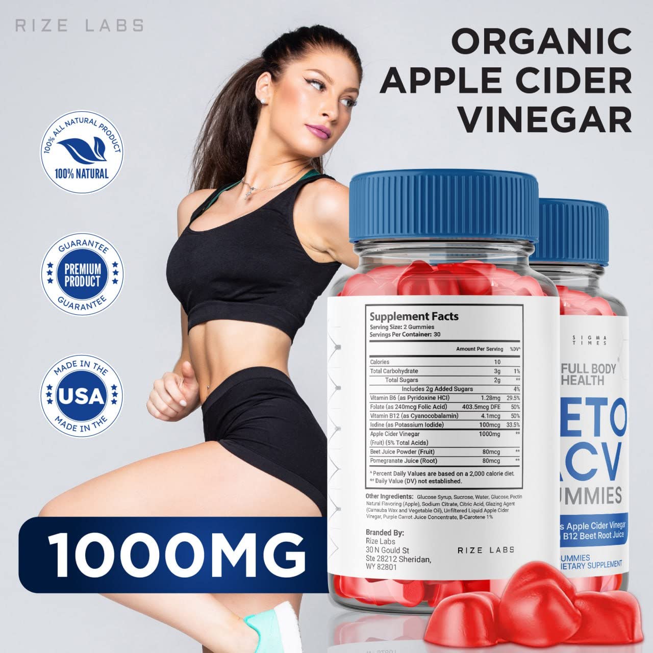 rize labs - Full Body Health Keto ACV Gummies for Advanced Weight Loss Support Max Strength Formula for Full-Body Energy (180 Gummies)