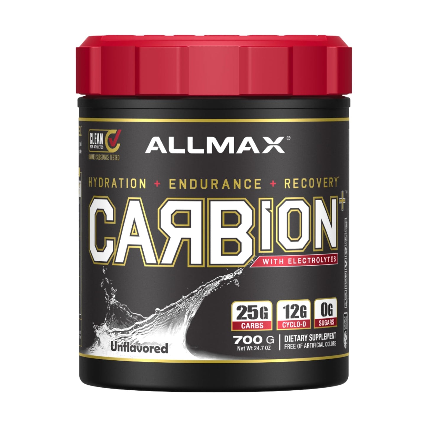 ALLMAX Nutrition - CARBION+ Workout Hydration Supplement Powder with Electrolytes, Supports Endurance, Recovery, and Exercise Performance, Gluten Free and Vegan, Unflavored, 25 Servings