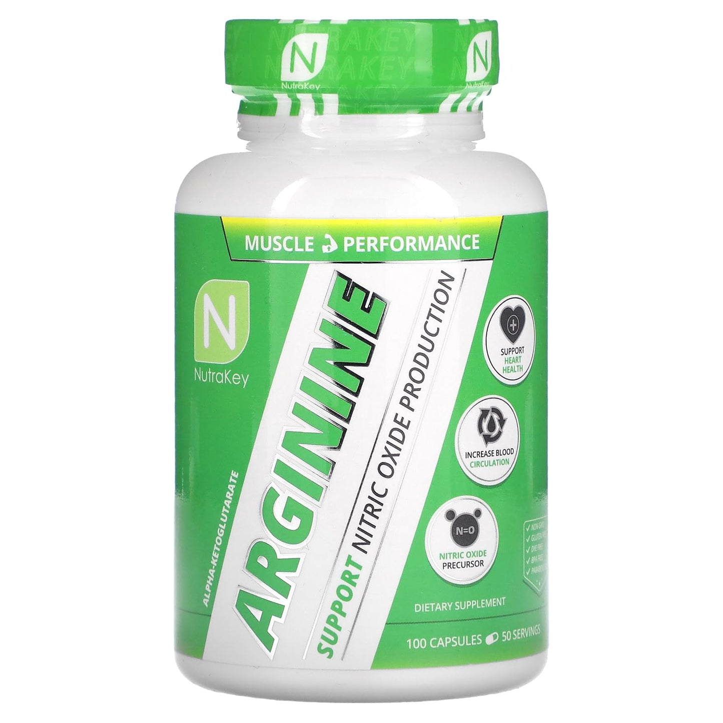 NutraKey Arginine 500mg, 100 Count