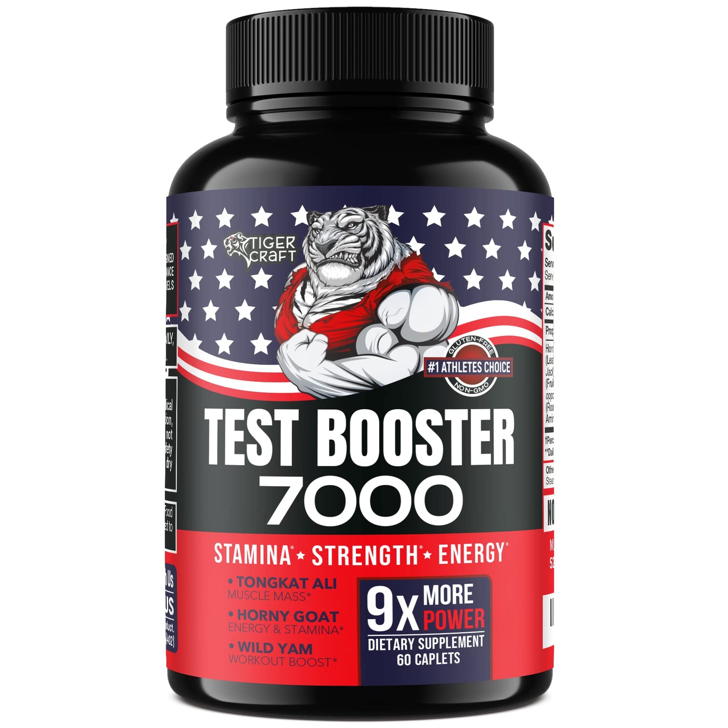 Testosterone Booster for Men - Testosterone Supplement for Men with Horny Goat Weed, Tongkat Ali (Longjack), Wild Yam, Boron & Saw Palmetto - Sugar-Free Mens Health Supplement Made in USA, 60 Caplets