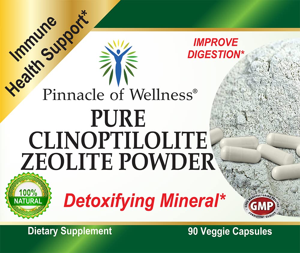 Pinnacle of Wellness Pure Clinoptilolite Zeolite Powder - Detox Cleanse Dietary Supplement - 90 Capsules