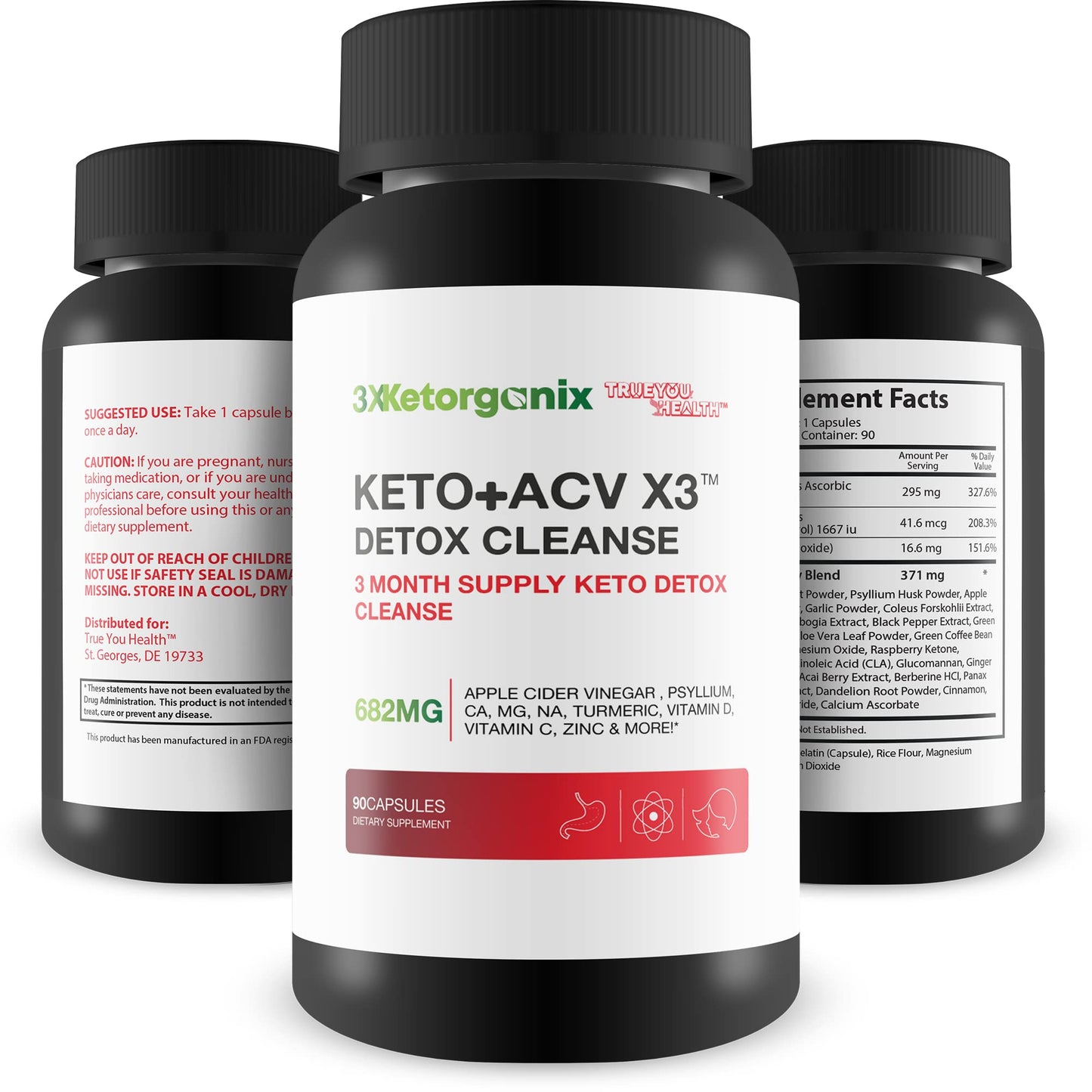 3X Ketorganix Keto+ACV 3X Detox Cleanse - 3 Month Supply Keto Detox Cleanse - Natural Mounjaro Detox Support with Full Body Cleanse - Promote Immune Health - Help Reduce Oxidative Stress