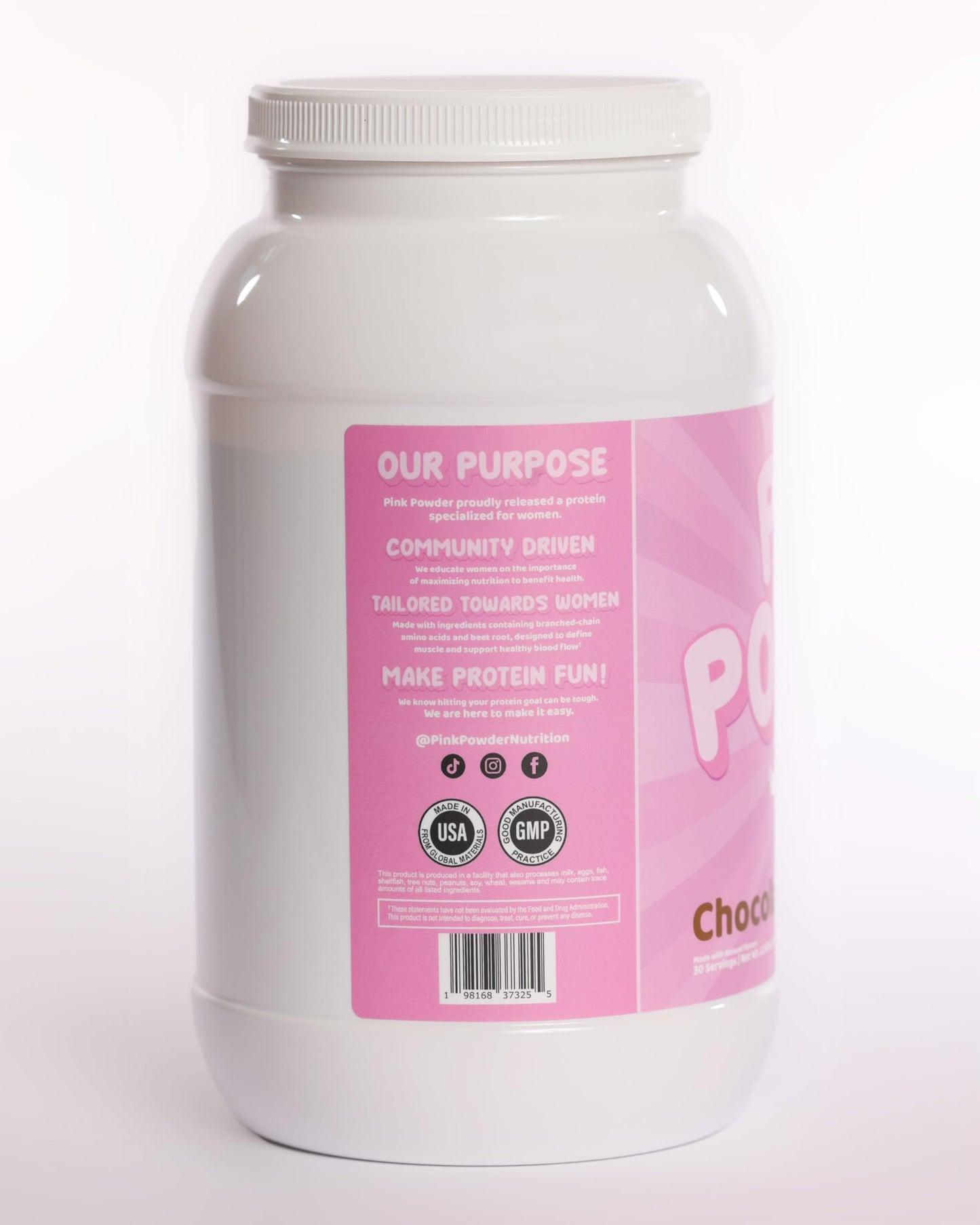 Pink Powder Nutrition - Chocolate Protein Powder 30 Servings x 25g Protein per Serving