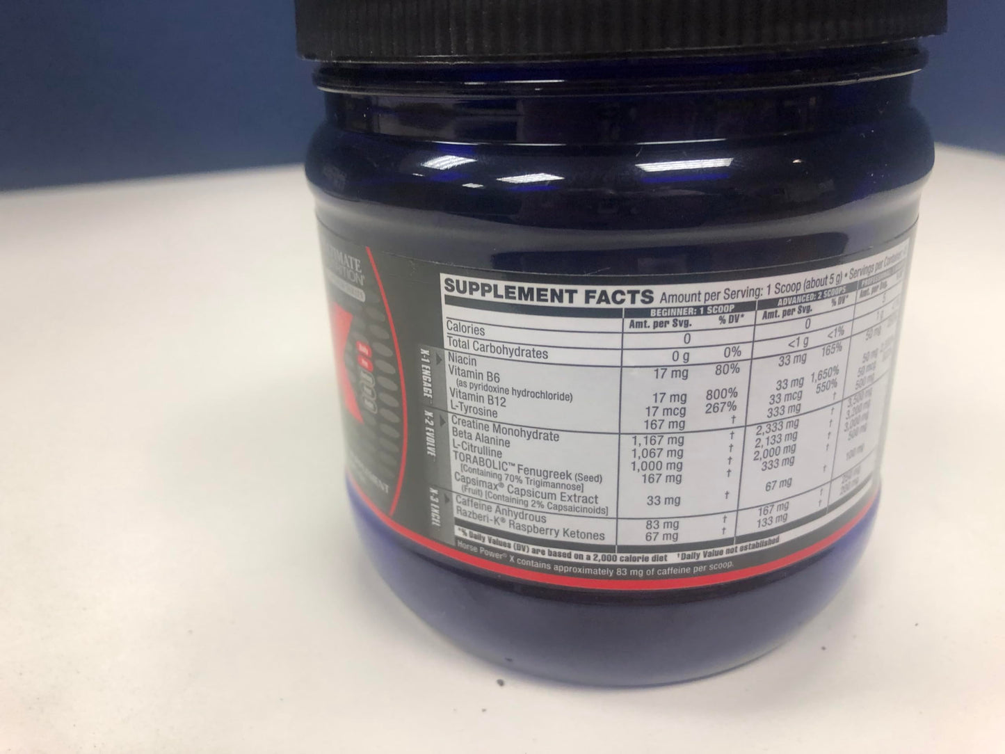 Ultimate Nutrition Horse Power X, Concentrated Pre Workout Supplement, Creatine and Vitamin B12, Support Strength, Pink Lemonade, 7.94oz (225g)