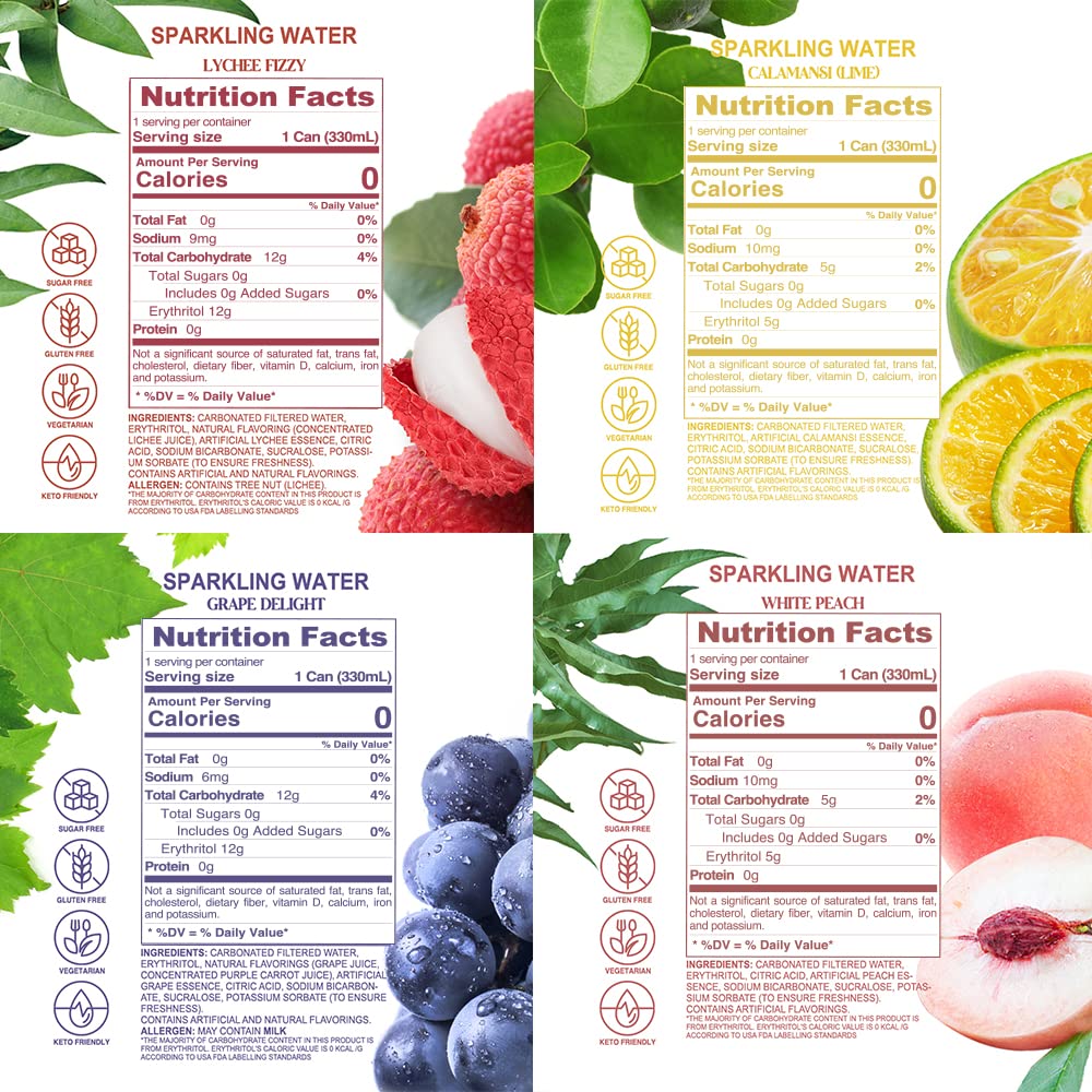 CHI FOREST 4 Flavor Variety Pack Sparkling Water 1115 fl oz Cans24 Pack