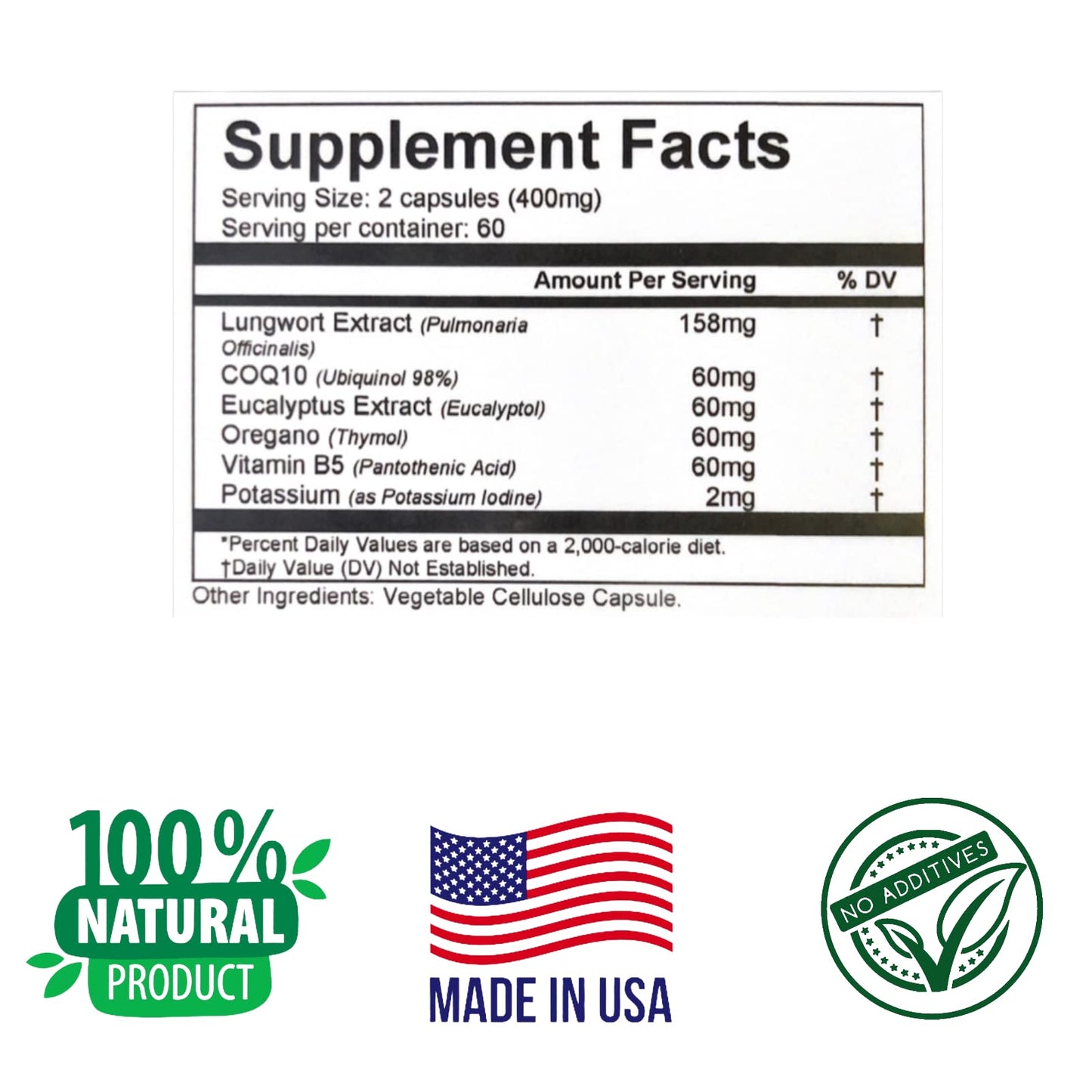 Herbs SRA Lung Cleanse & Detox Formula. Supports Lungs & Respiratory Health, Helps Clear Mucus Congestion Naturally. 120 Vegetarian Capsules