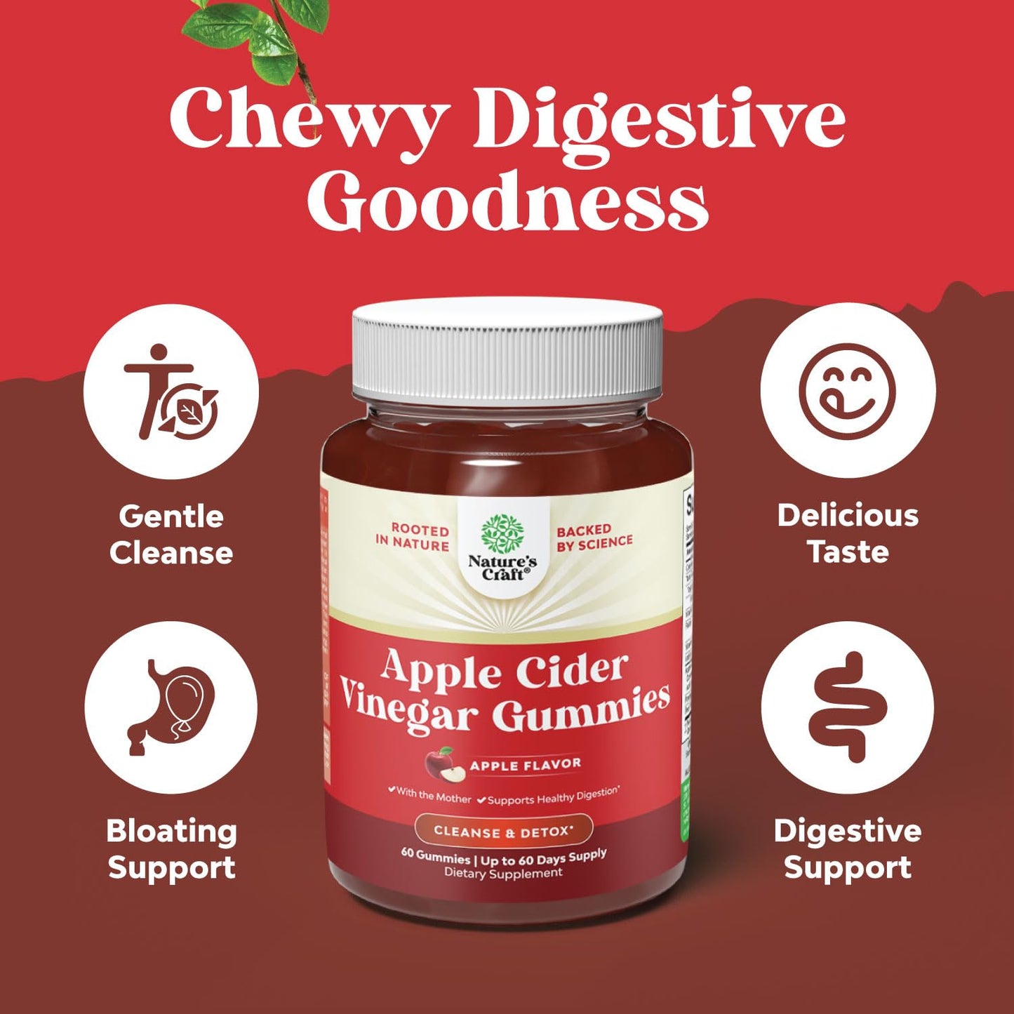 ACV Apple Cider Vinegar Gummies - Superfood Infused ACV Gummies Vitamins for Adults for Detox Cleanse Immune Support Digestion and Glowing Skin - Delicious Daily Energy with Vitamin B Complex