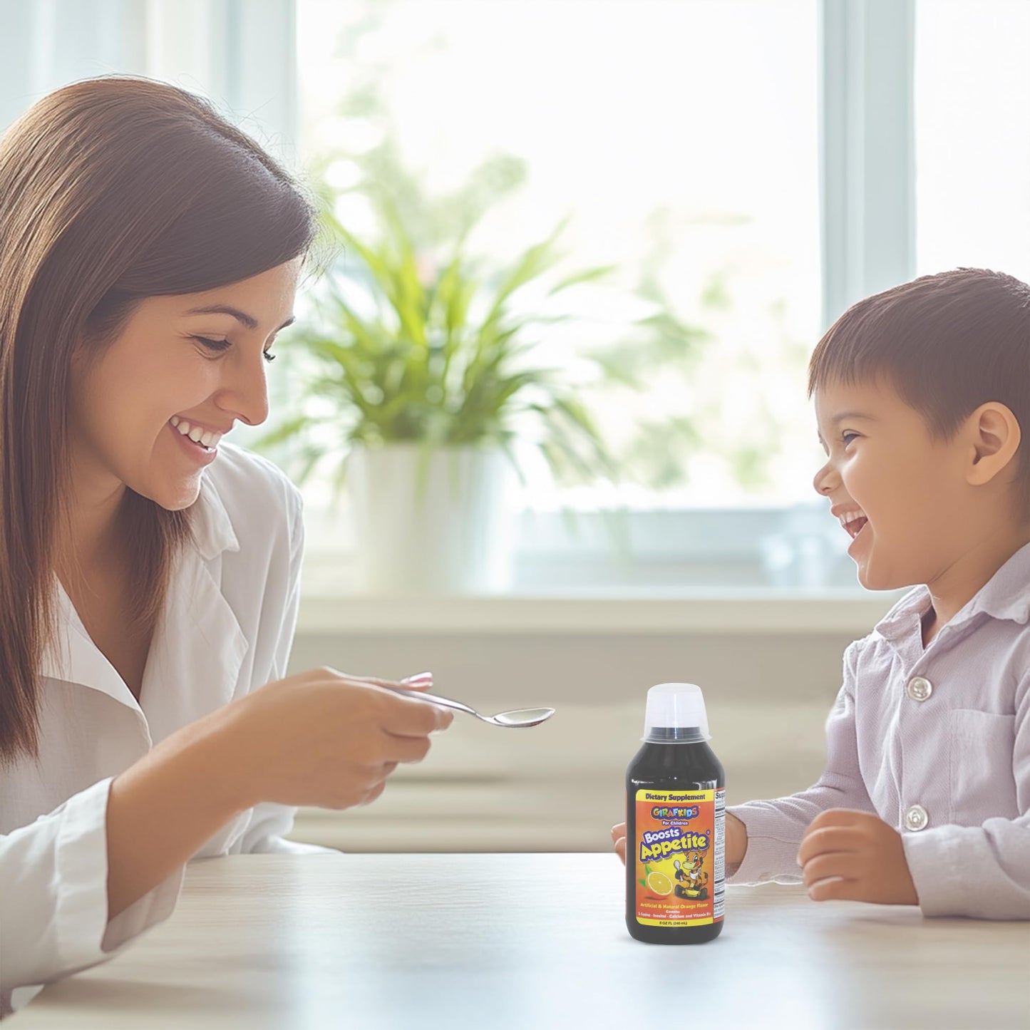 PHARMADEL GirafKids Appetite Booster Syrup for Kids Ages 4+ | 8 Fl Oz Natural Supplement with L-Lysine, Inositol, Calcium & Vitamins | Orange Flavor | Promotes Healthy Appetite & Energy