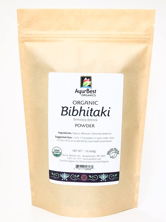 AyurBest Organics Bibhitaki, Baheda, Terminalia bellirica - Organic, Kosher 1 lb Bag, Herbs & Spices