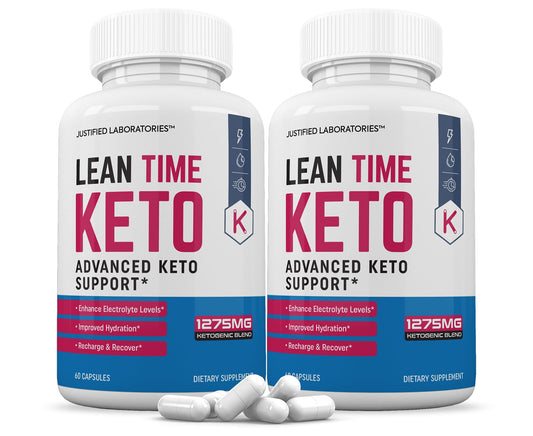 (2 Pack) Lean Time Keto Pills 1275MG New & Improved Formula Contains Apple Cider Vinegar Extra Virgin Olive Oil Powder Green Tea Leaf 120 Capsules