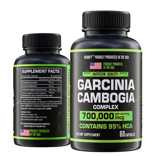 HERBIFY Garcinia Cambogia Wellness Support Supplement for Women & Men - Herbal Extract with Antioxidant Properties - Energy Booster for Daily Vitality and Digestive Support - 60 Count
