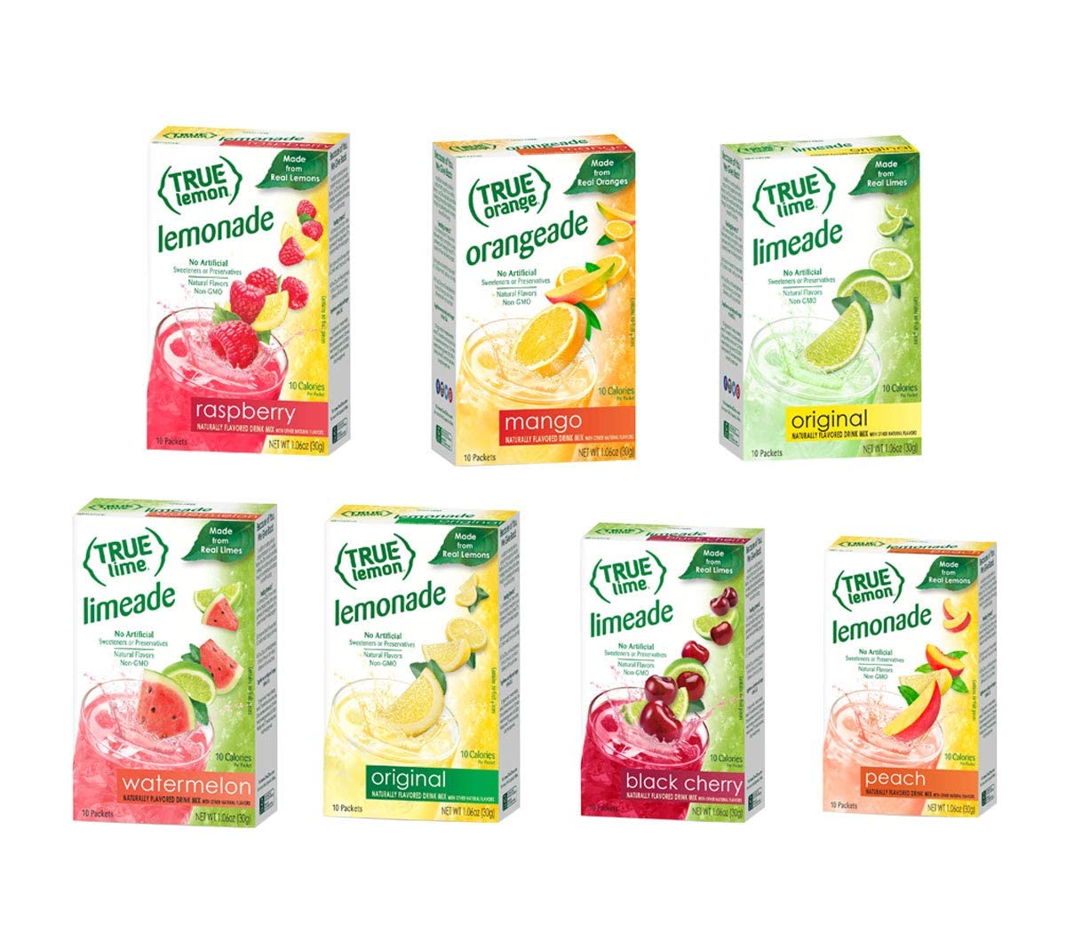 True Lemon STRAWBERRY WILDBERRY LIMEADE WATERMELON BLACK CHERRY MANGO ORANGE PEACH LEMONADE RASPBERRY 10ct each box Citrus Sample Kit 106 Ounce Pack of 9
