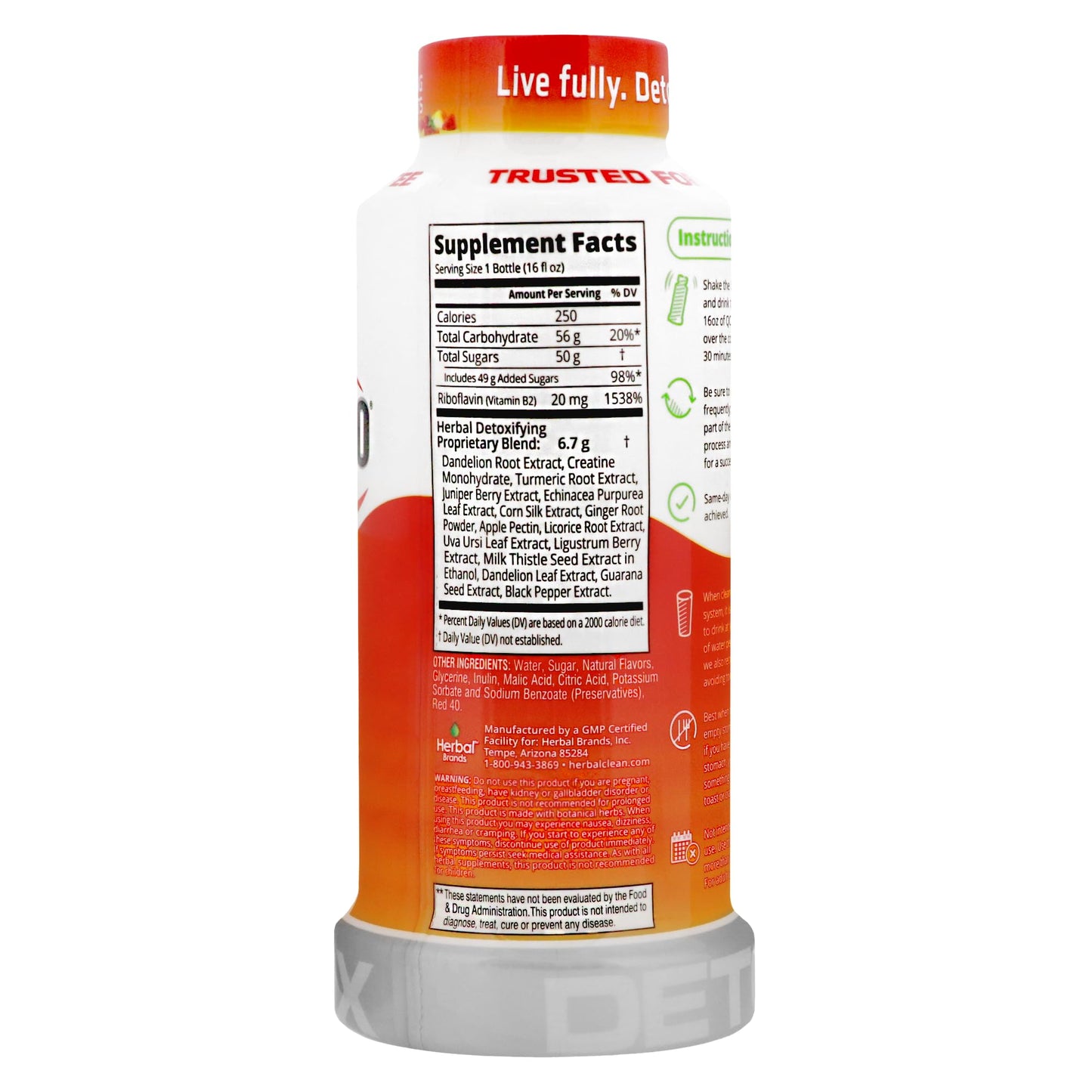 Herbal Clean - QCarbo16 Same-Day Detox Drink, Strawberry Mango, (16 fl oz)