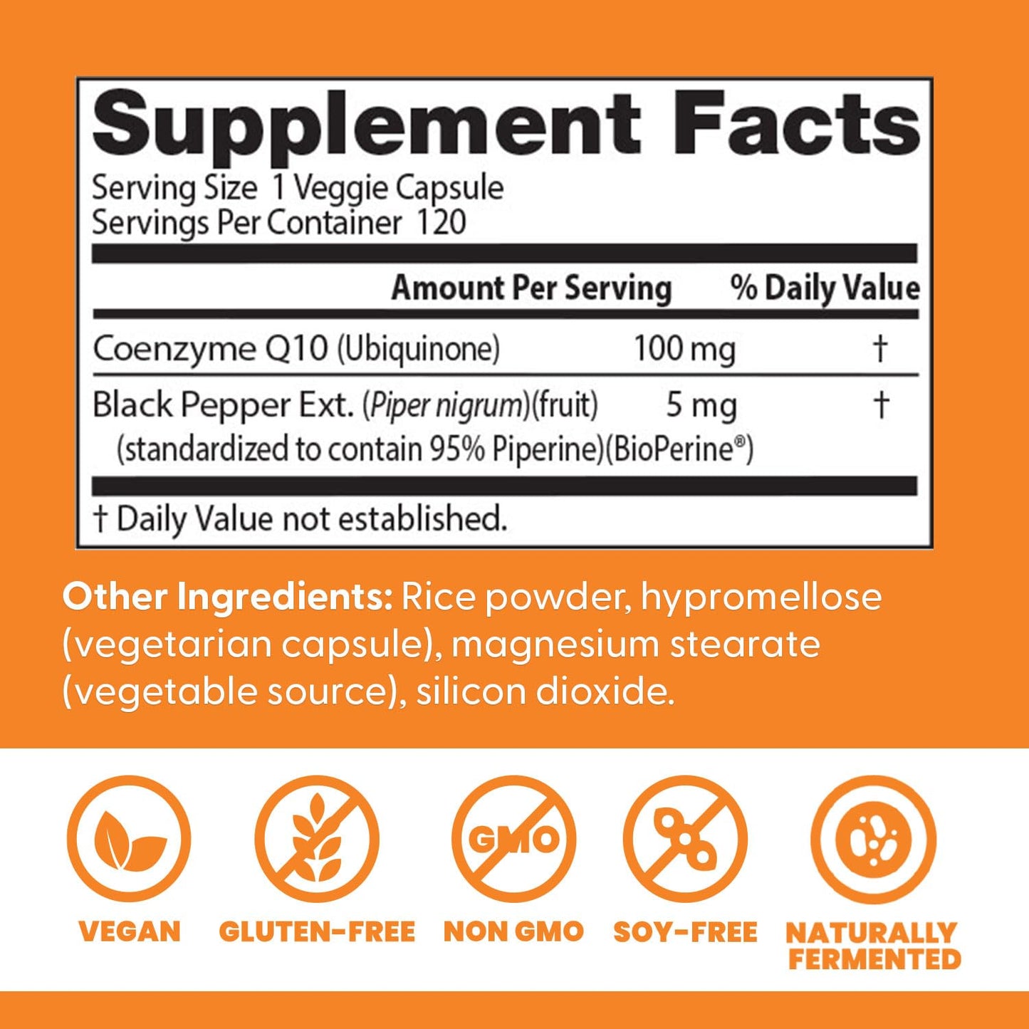Doctor's Best High Absorption CoQ10 with Bioperine, Heart Health & Energy Production, Non-GMO, Gluten & Soy Free, Vegan, 100 Mg, 120 count