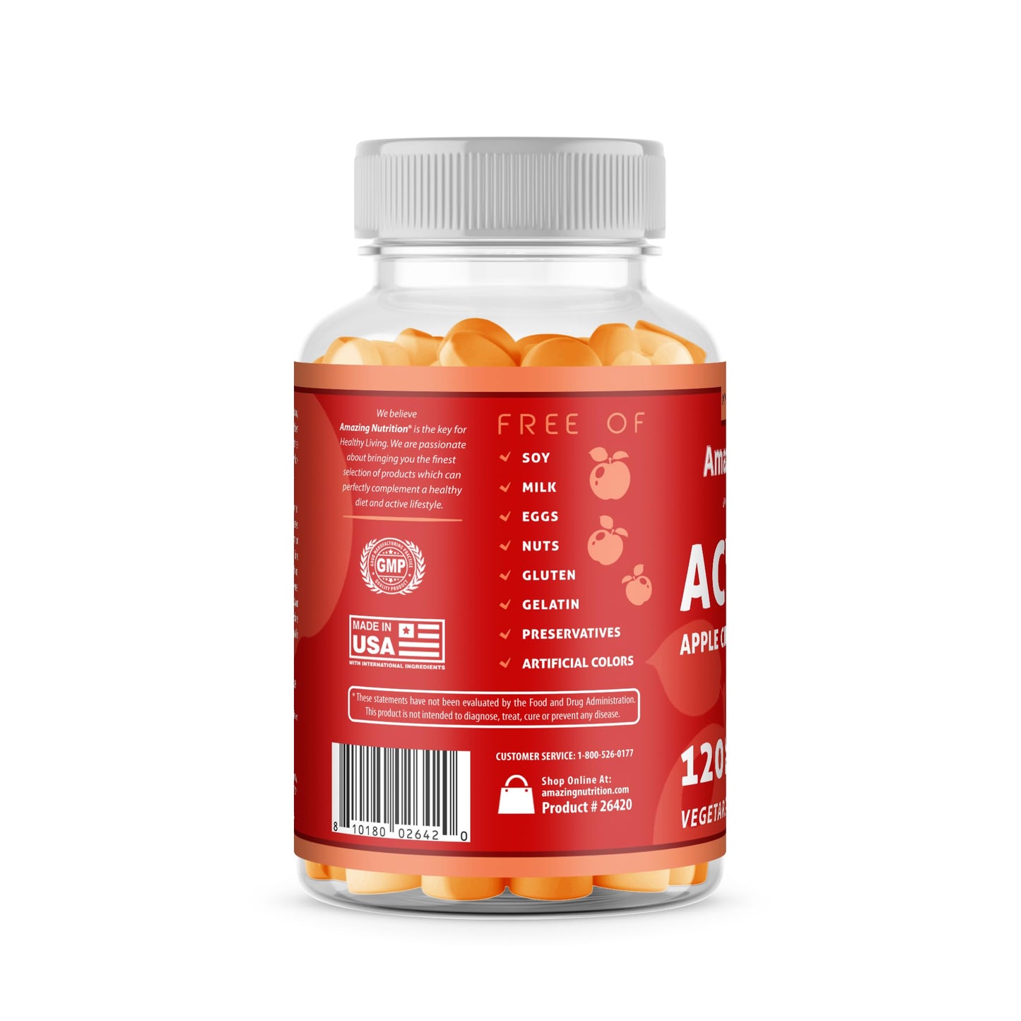 Amazing Formulas Apple Cider Vinegar Plus Supplement | Apple Flavor | 120 Gummies | Non-GMO | Gluten-Free | Made in USA