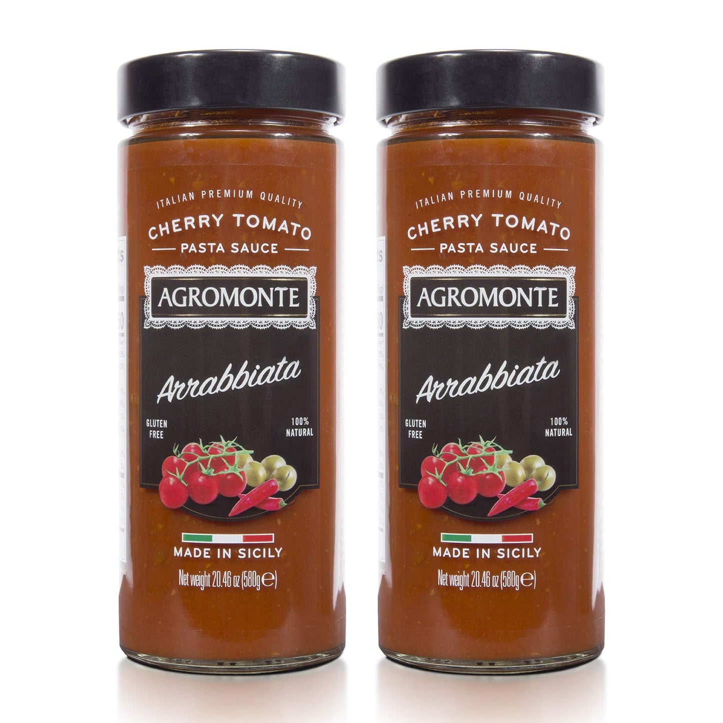 Agromonte Authentic Italian Cherry Tomato Pasta Sauce Arrabbiata Taste of Italy Gourmet Foodie and Chef Gift  Certified Kosher GlutenFree All Natural Spicy Sauce 2046oz 2 pack