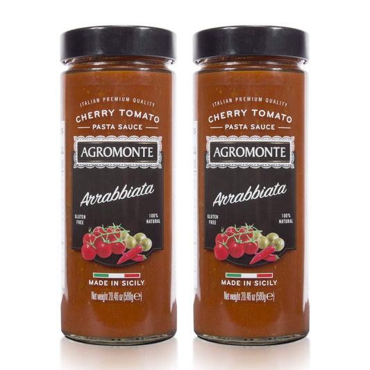 Agromonte Authentic Italian Cherry Tomato Pasta Sauce Arrabbiata Taste of Italy Gourmet Foodie and Chef Gift  Certified Kosher GlutenFree All Natural Spicy Sauce 2046oz 2 pack