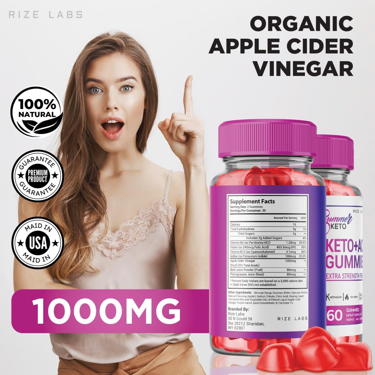 rize labs - Summer Keto+ACV Gummies - Summer Weight Loss Gummies - Belly Fat Diet, Vegan Advanced Formula (180 Gummies)