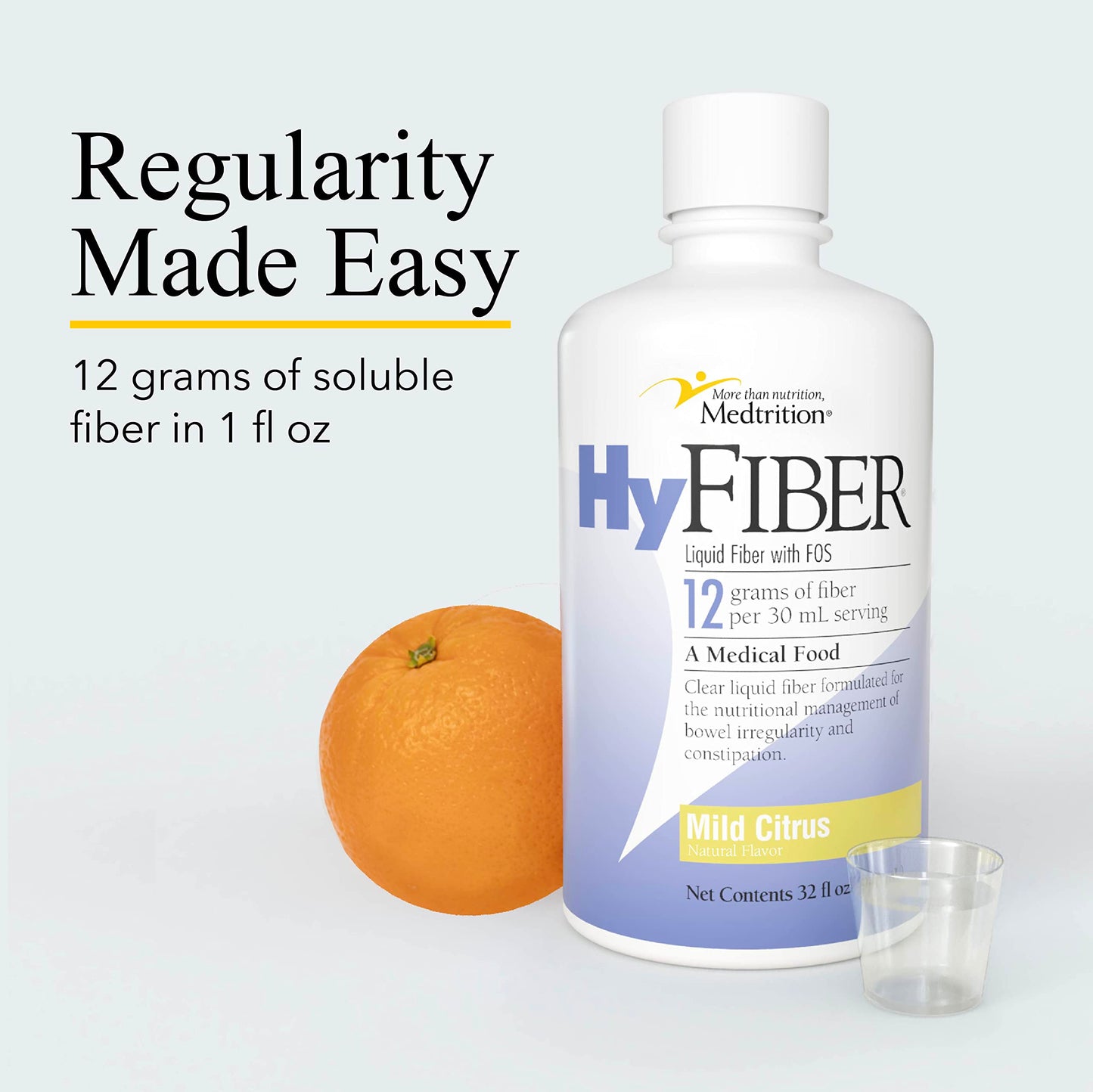 Medtrition HyFiber Daily Liquid Fiber for Regularity and Soft Stools, 12 Grams Soluble Fiber, 32 fl oz 1 Bottle