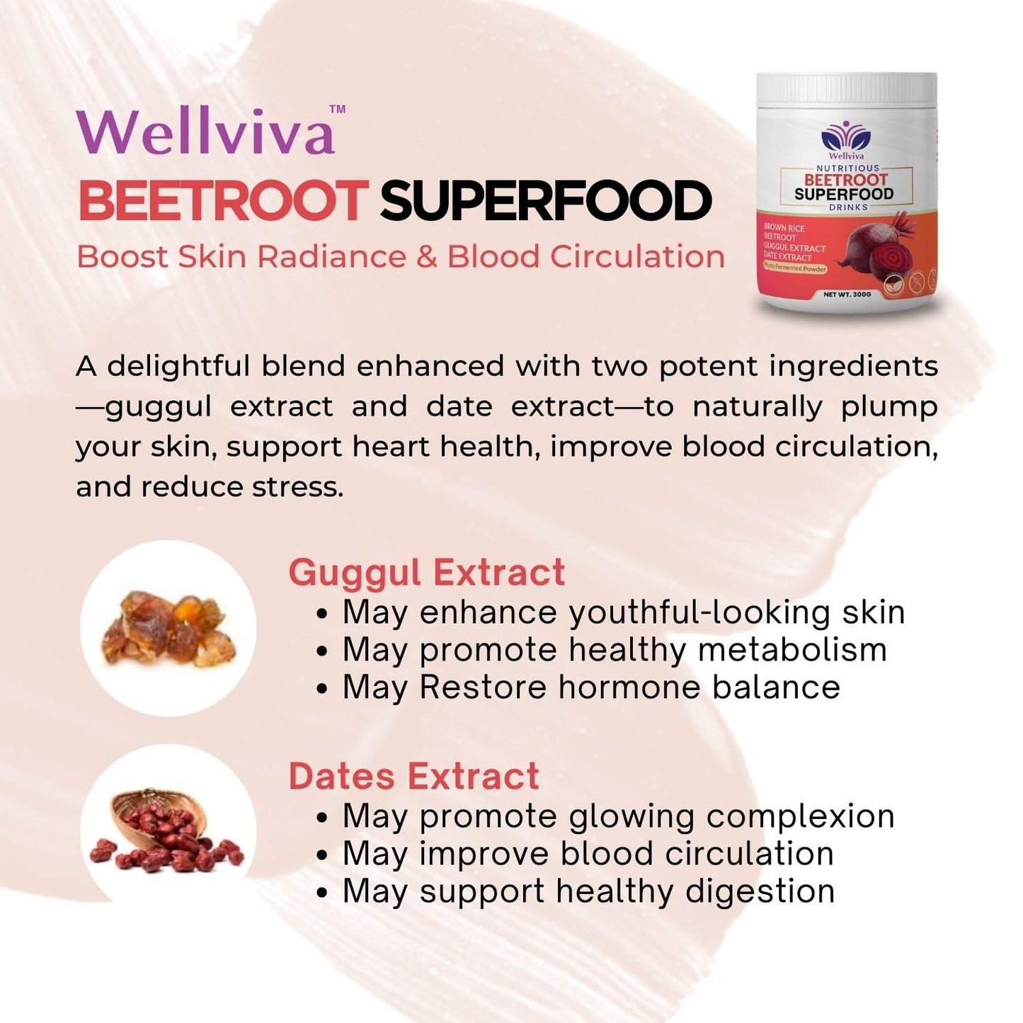 Wellviva Beetroot Superfood Nutritious Oat Drink 300g I Natural Nitric Oxide Booster, Prebiotic & Fiber with 101 Fruits & Vegetables, Boosts Metabolism, Superfood for Stamina, Beetroot Powder