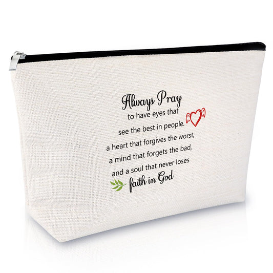 Christian Gifts for Women Bible Verse Makeup Bag Inspirational Religious Gift for Friends Daughter Sister Cosmetic Bag Motivational Baptism Gift Religious Gift Birthday Christmas Gift Travel Bag