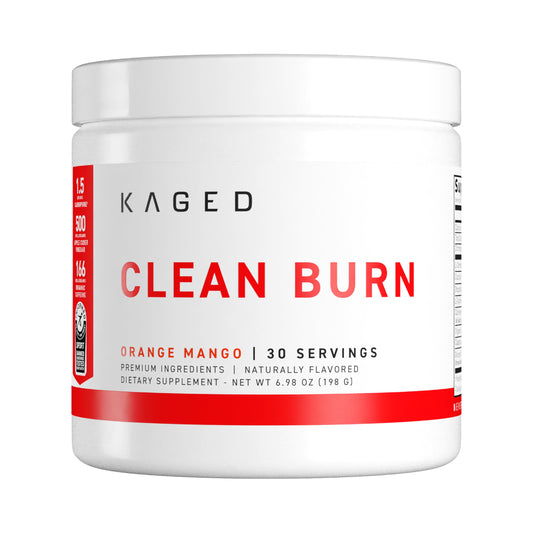 Kaged Thermogenic Powder Clean Burn Orange Mango Men & Women Weight Management Supplement Organic Caffeine Apple Cider Vinegar 30 Servings