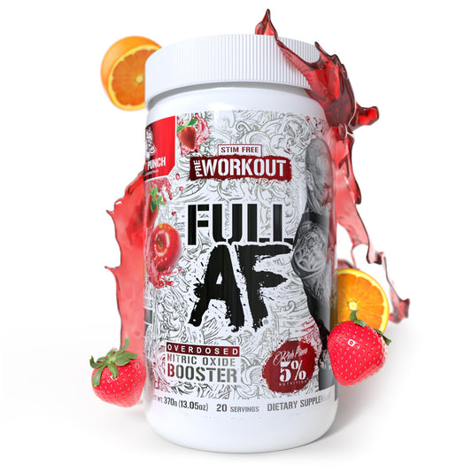 5% Nutrition FullAF Pre-Workout | Stim-Free with Massive Pumps | L-Citrulline, L-Taurine, Nitrosigine, GlycerSize (Fruit Punch)