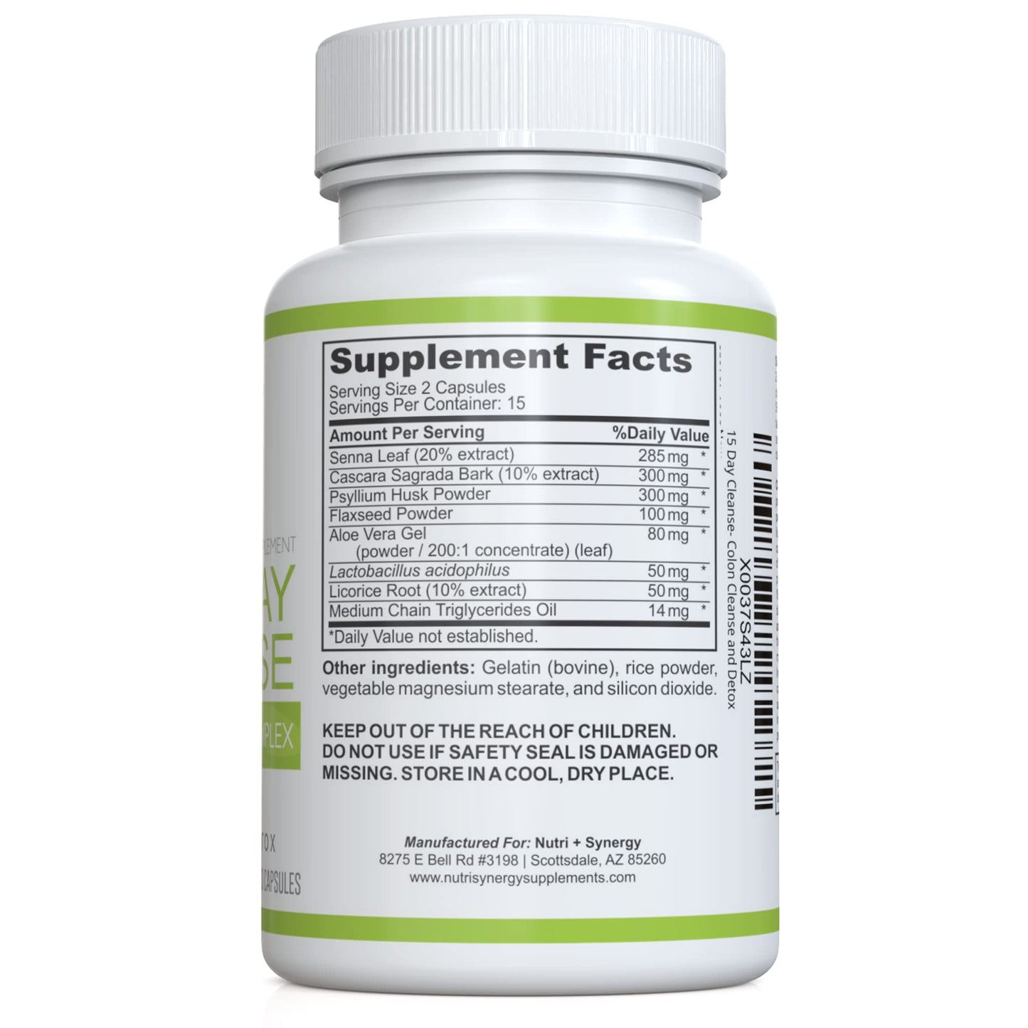 Nutri + Synergy 15 Day Cleanse Advanced Herbal Complex - Colon Cleanse and Detox - Improved Intestinal Health