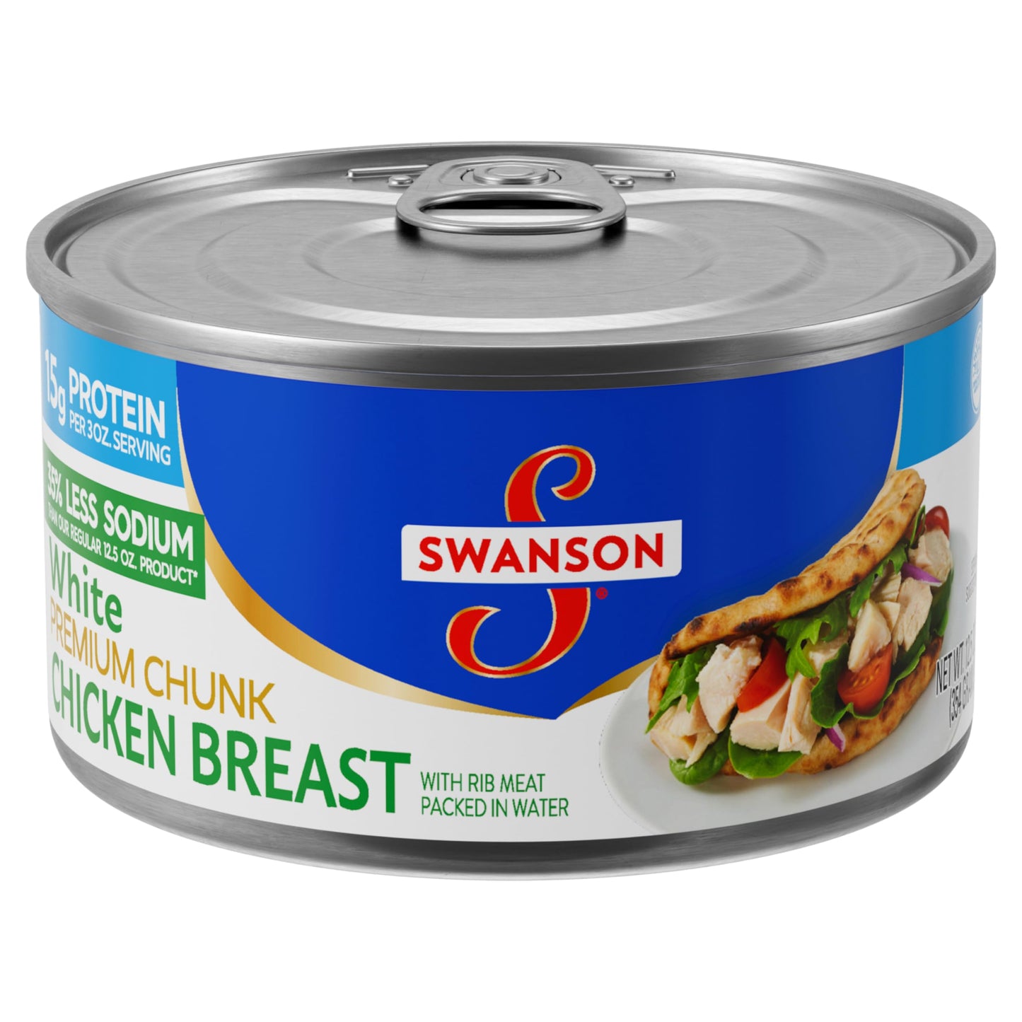 Swanson 35 Less Sodium White Premium Chunk Canned Chicken Breast in Water Fully Cooked Chicken 125 OZ Can