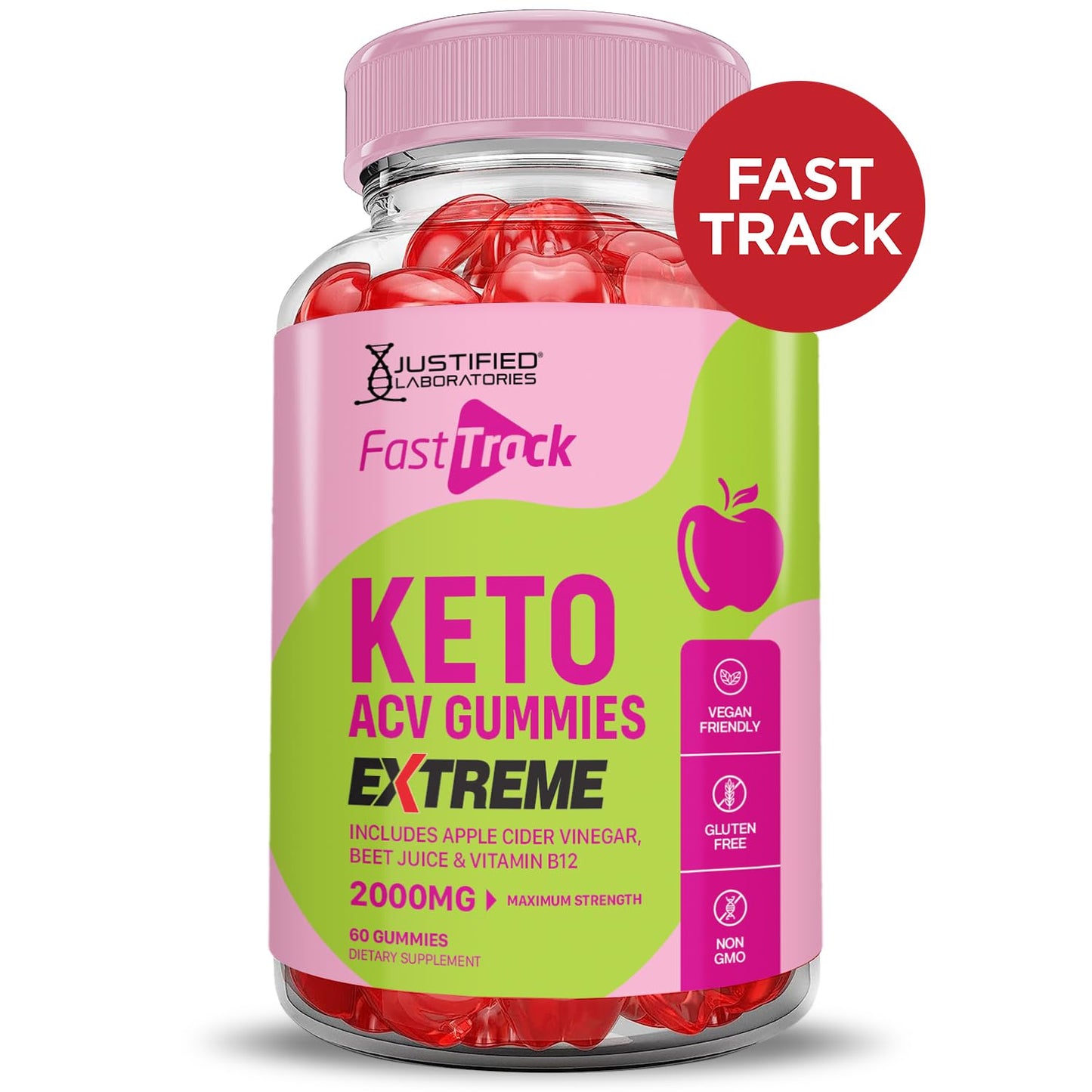 Fast Track Keto ACV Gummies Extreme 2000MG Fasttrack Keto Gummies Apple Cider Vinegar Formulated with Pomegranate Beet Juice Powder B12 Vegan Non GMO 60 Gummys