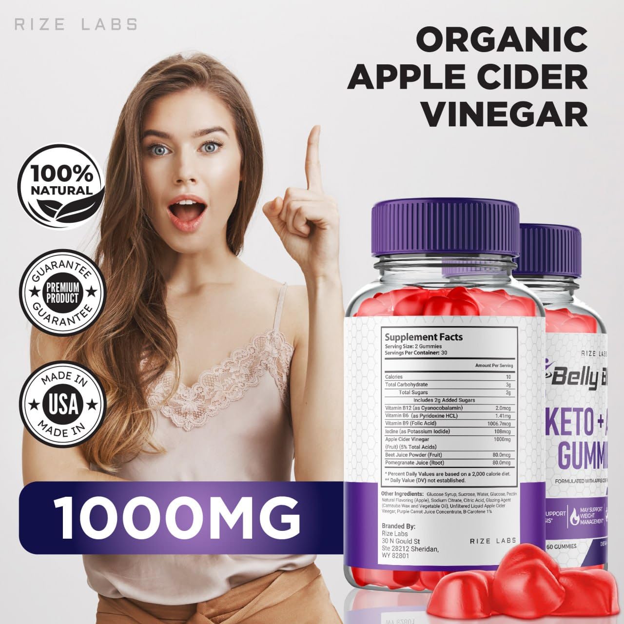 rize labs (Pack of 2 Belly Blast Keto + ACV Gummies, Belly Blaster Weight Loss Gummies, Keto ACV Gummies Reviews, Keto + ACV Gummies Gomitas (120 Gummies)
