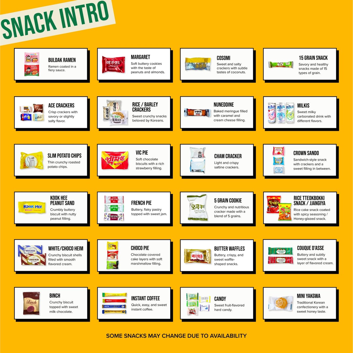 Journey of Asia Korean Snack Box 48 Count  Individually Wrapped Packs of Coffee Snacks Cookies Ramen and Drink Food Box for Kids Children College Students Adult Senior Friends Family