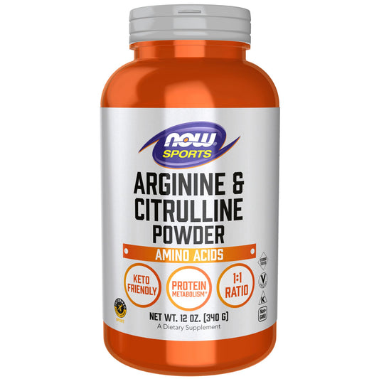 NOW Foods Sports Nutrition, Arginine & Citrulline Powder, 1:1 Ratio, Amino Acid, 12-Ounce