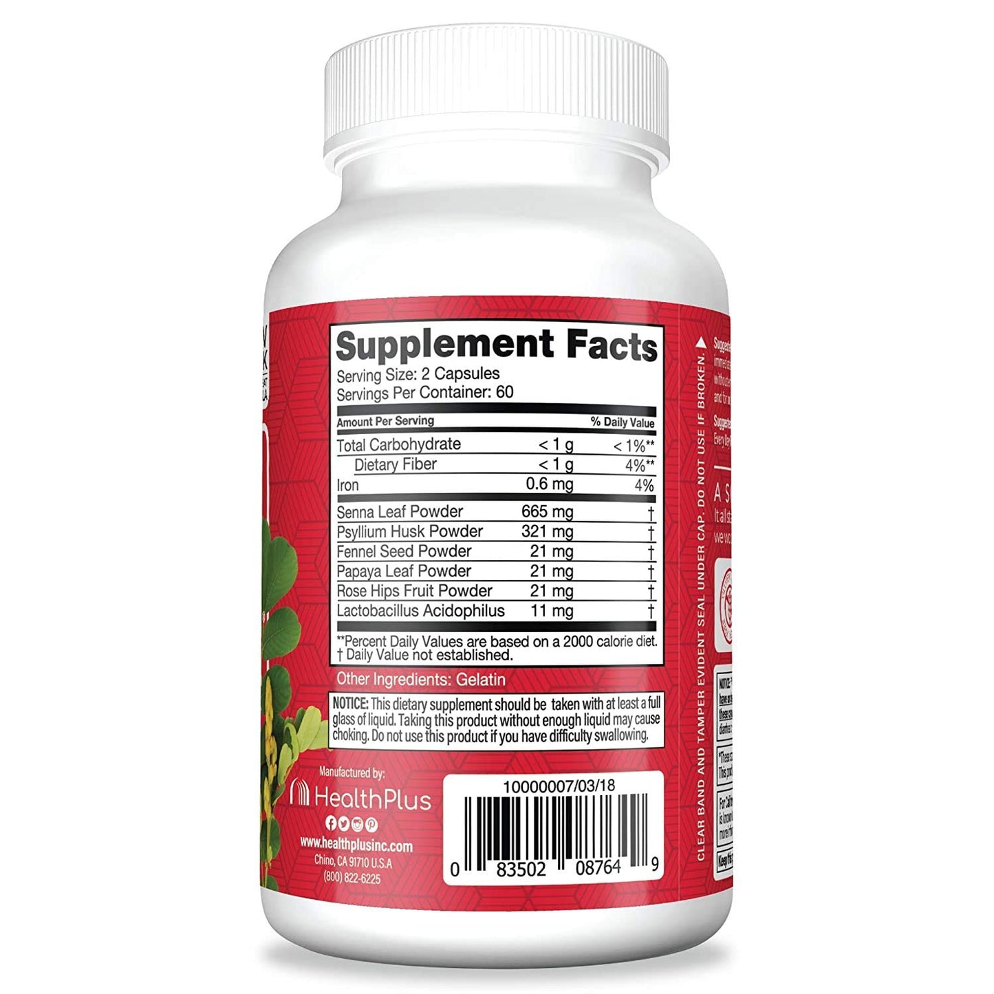 Health Plus Super Colon Cleanse - All Natural - 120 Capsules (Pack of 2)