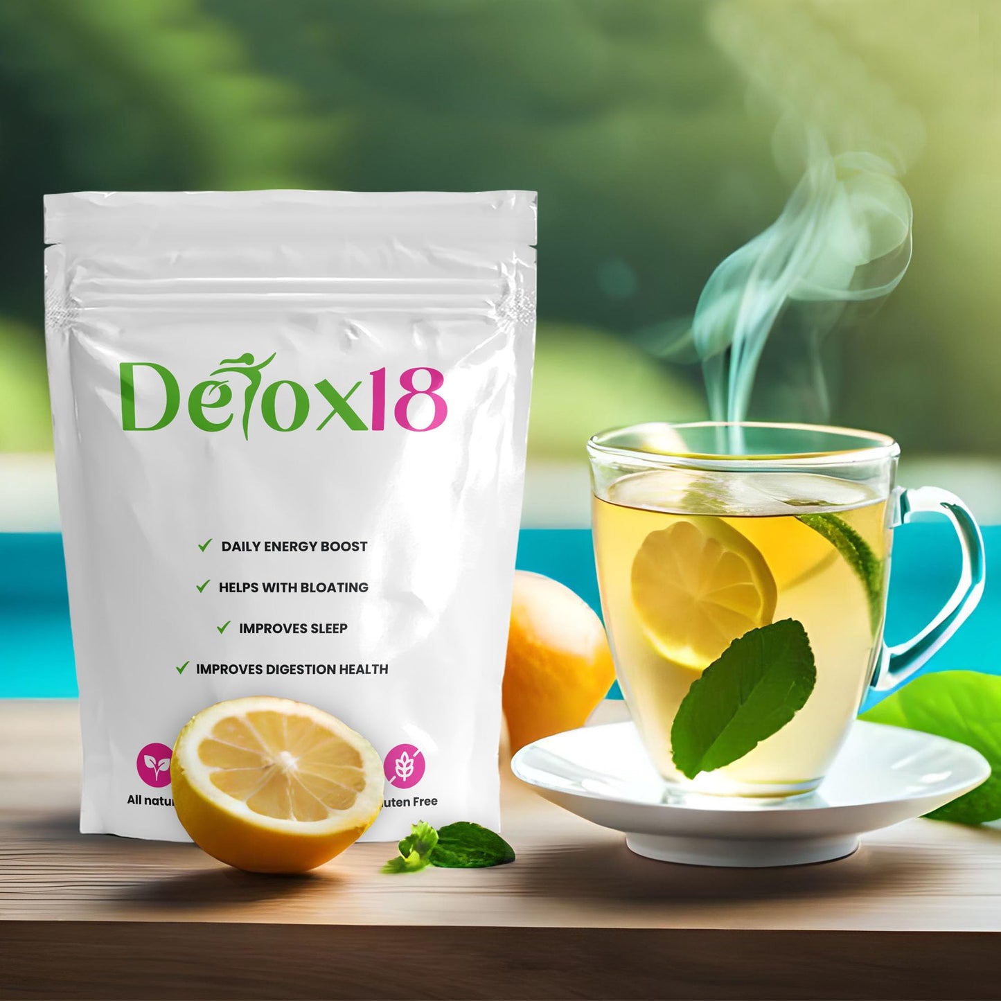 Detox 18 all Natural Tea Bags - Detox Tea Support Healthy Weight - Energize Your Day, Helps Reduce Bloating, Natural Detox and Cleanse | Laxative-Free, Vegan, 18 Servings