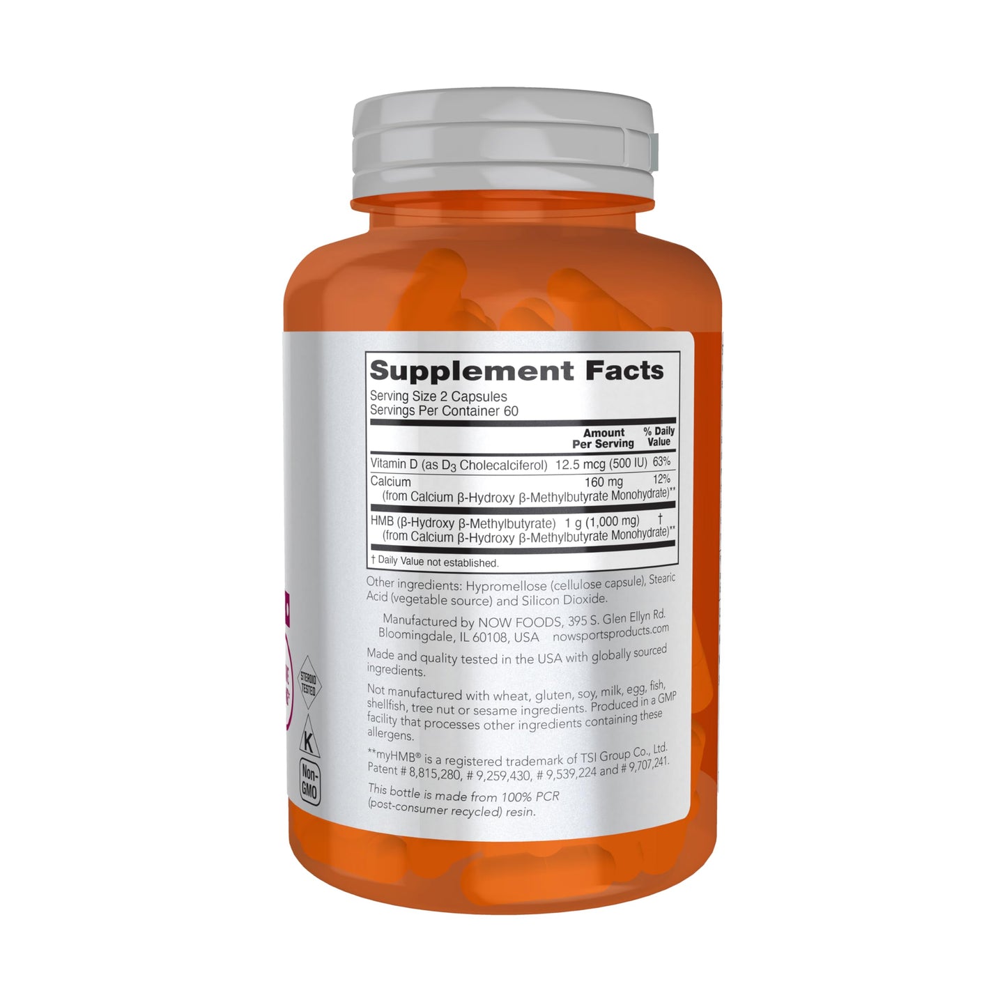 NOW Foods Sports Nutrition, HMB (β-Hydroxy β-Methylbutyrate) 500 mg, Sports Recovery*, 120 Veg Capsules
