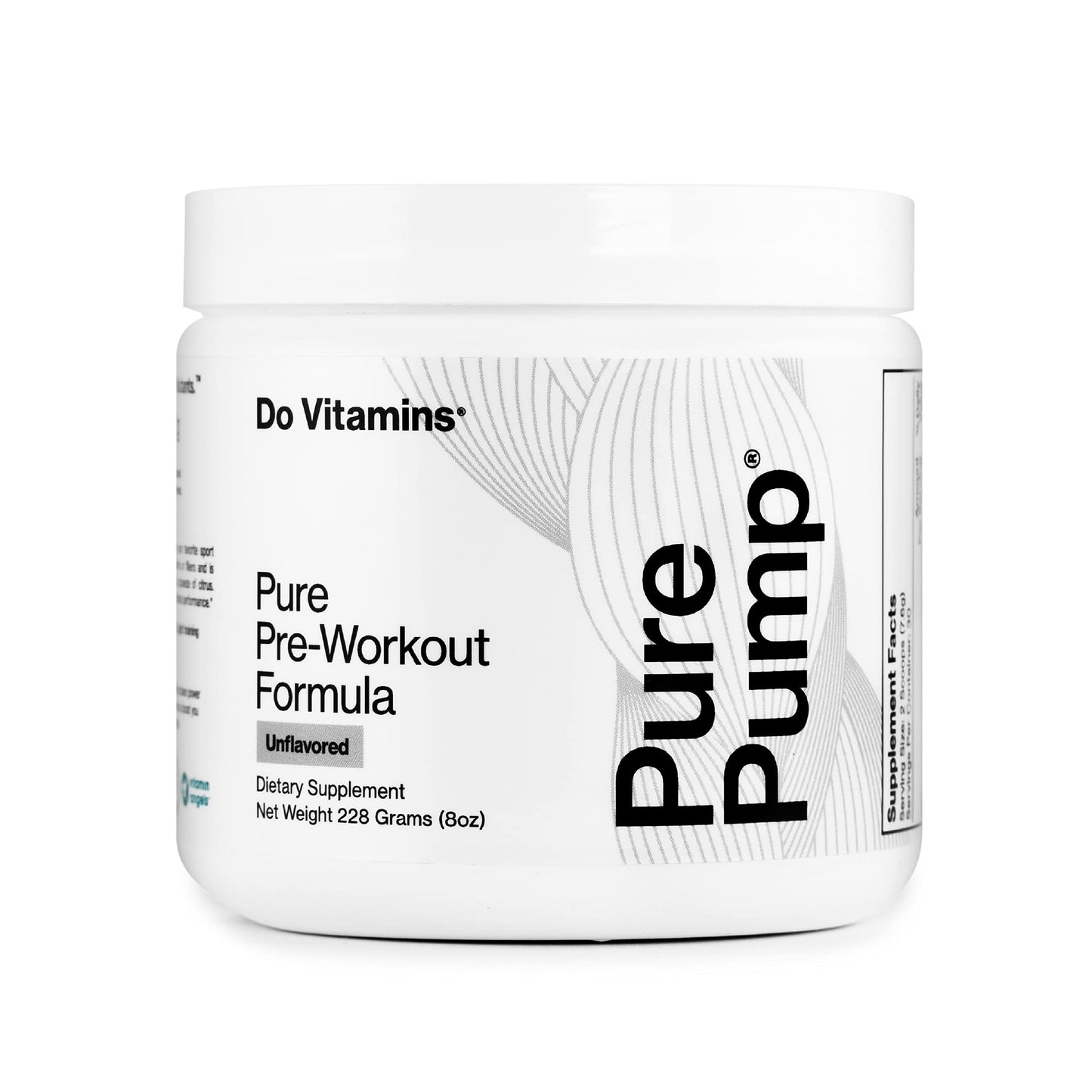 Do Vitamins PurePump - All-Natural Clean Pre-Workout Powder, Boost Energy, Focus, Pumps, Endurance, Paleo, Keto, Vegan, Citrulline, Beta Alanine, Unflavored (30 Servings)