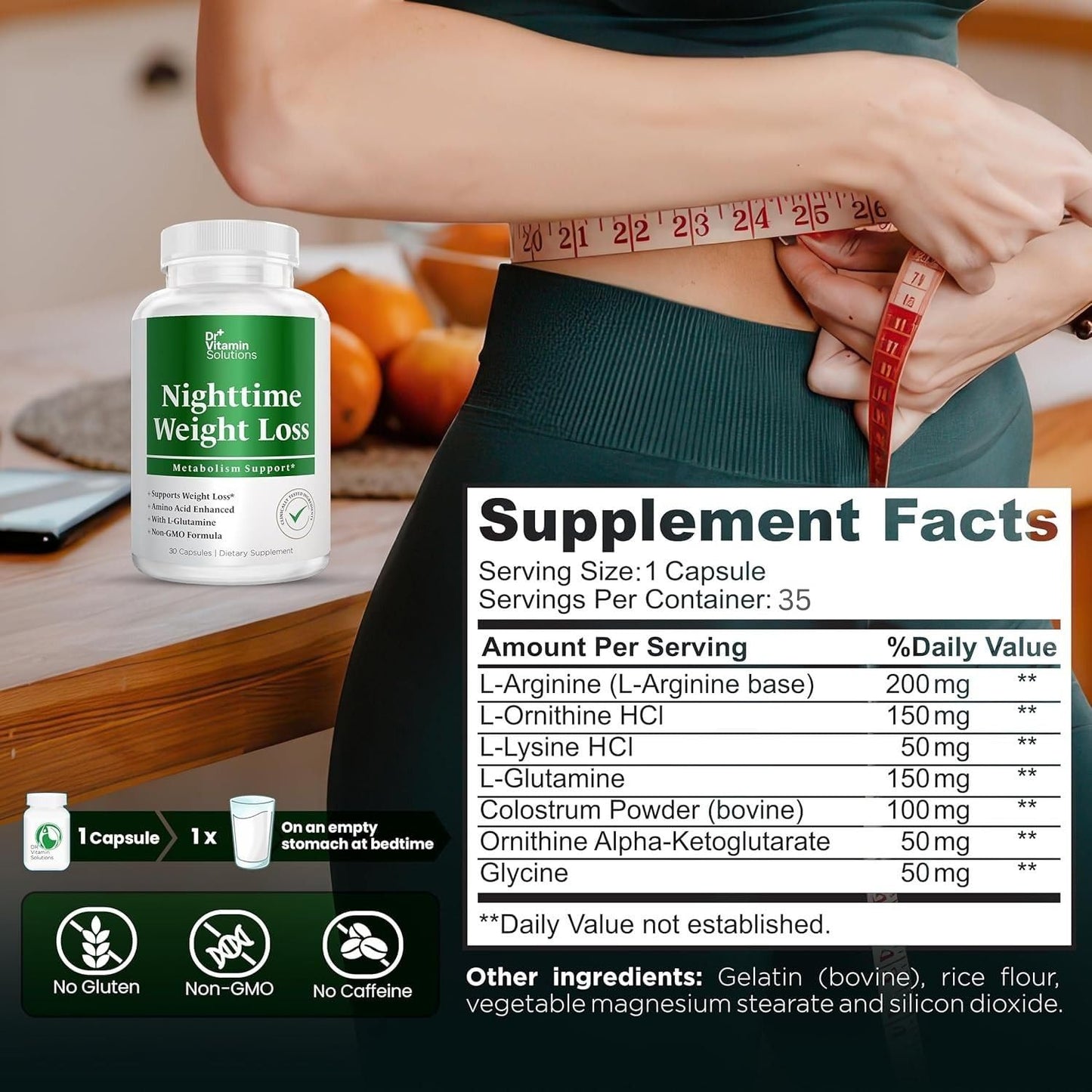 DR Vitamin Nighttime Weightloss, 35 Capsules- Appetite Suppressants for Weight Loss - Night-Time Fat Burner for Women and Men Supporting Sleep & Relaxation - Metabolism Booster Weight Loss Pills