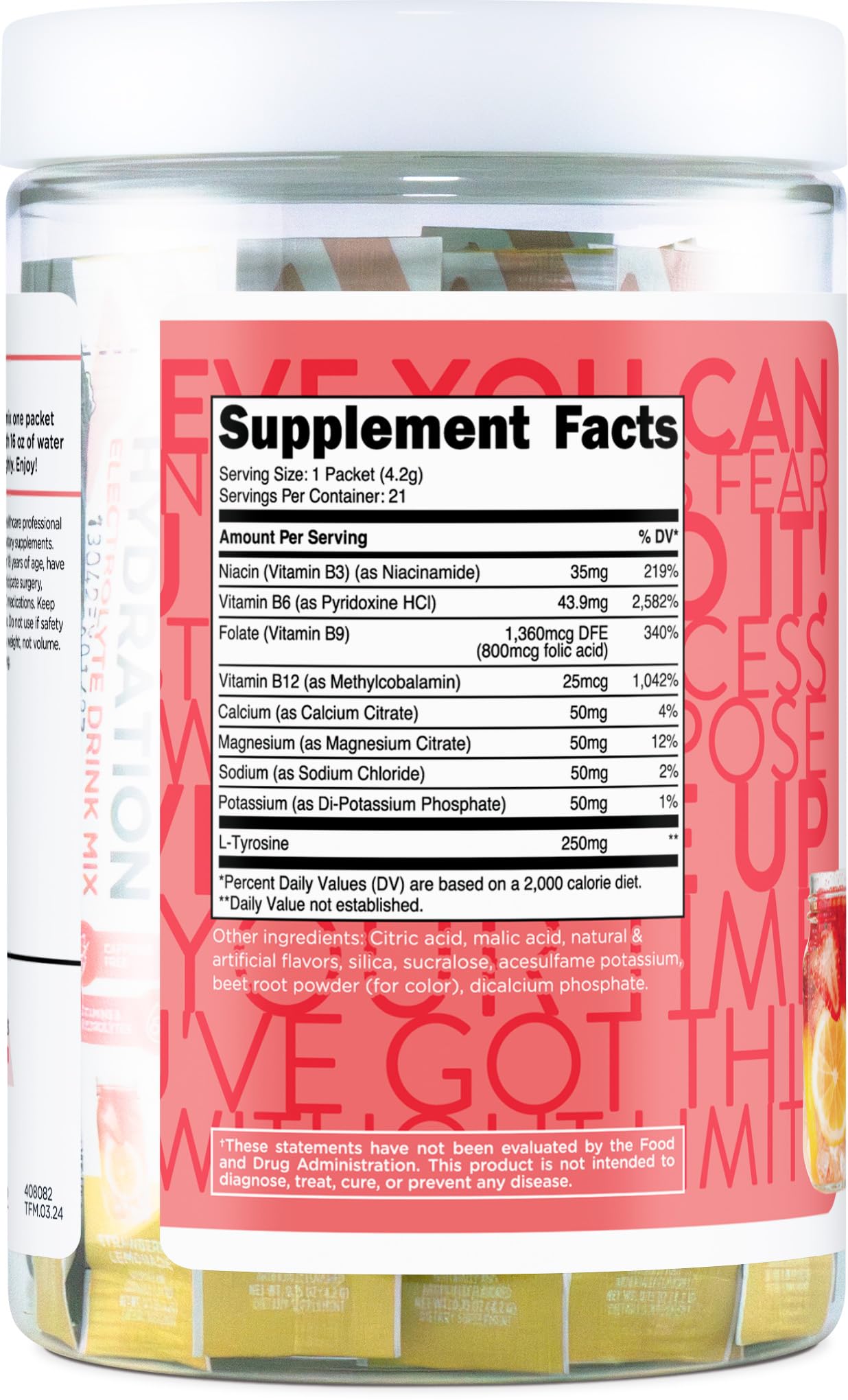 TransformHQ Hydration Drink Mix (21 Single-Serving Packets, Strawberry Lemonade) - Hydration Supplement Blend with Vitamins and Electrolytes