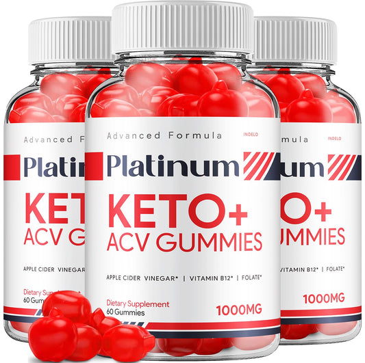 (3 Pack) Platinum Keto ACV Gummies - Advanced Formula Platinum Keto Plus ACV Gummies Apple Cider Vinegar Platinum ACV Gummies Dietary Supplement Reviews Men Women (180 Gummies)