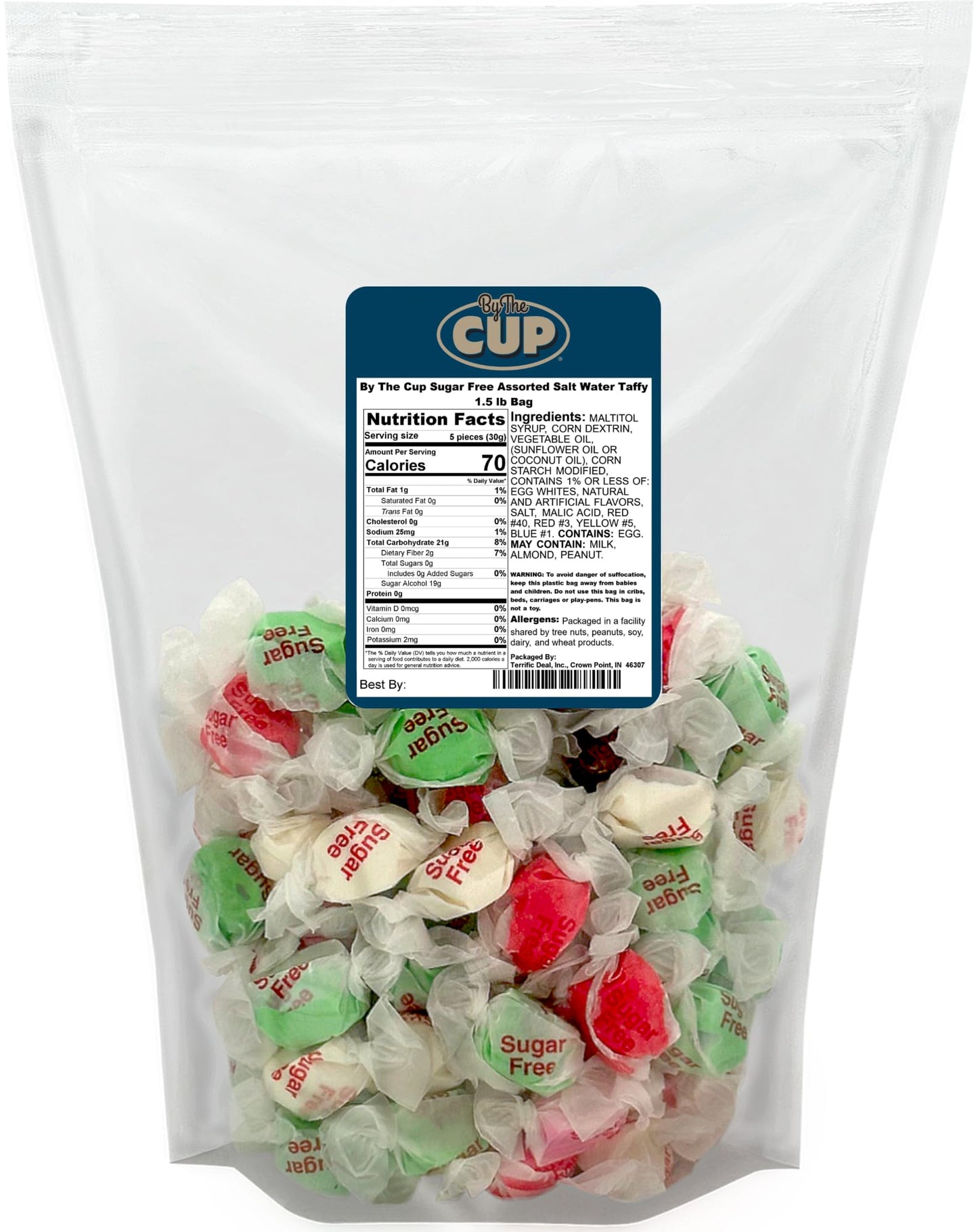 By The Cup Sugar Free Assorted Salt Water Taffy 15 lb Bag