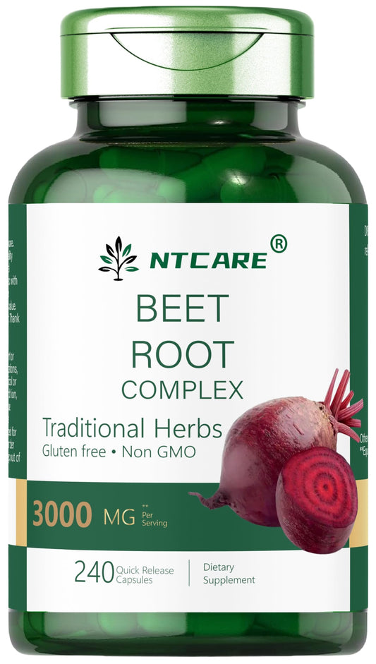 NTCARE Beet Root Complex, 3000 mg, 240 Quick Release Capsules, Gluten Free, Non-GMO